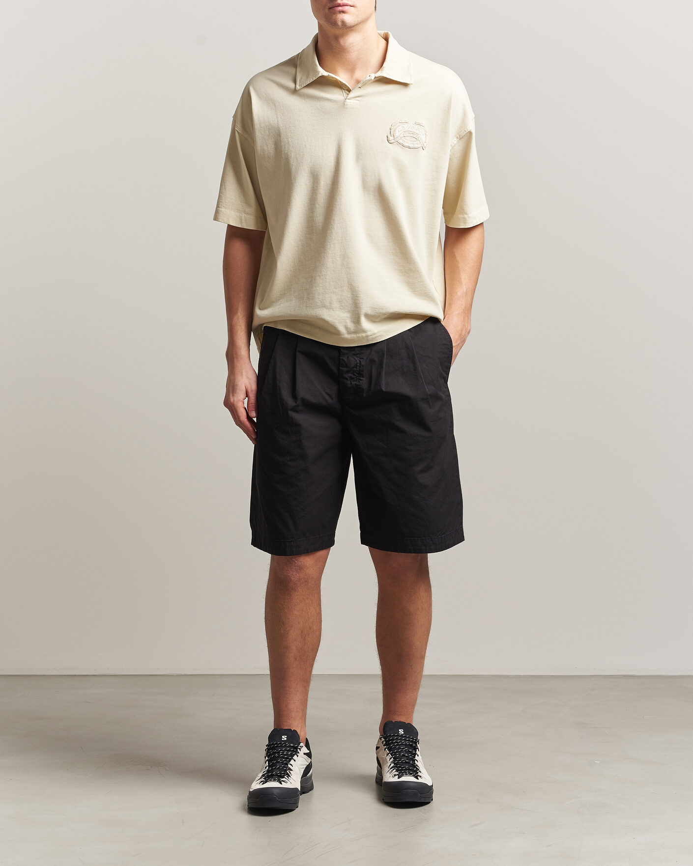 Homme | Polos | C.P. Company | Boxy Fit Cotton Logo Polo Cream