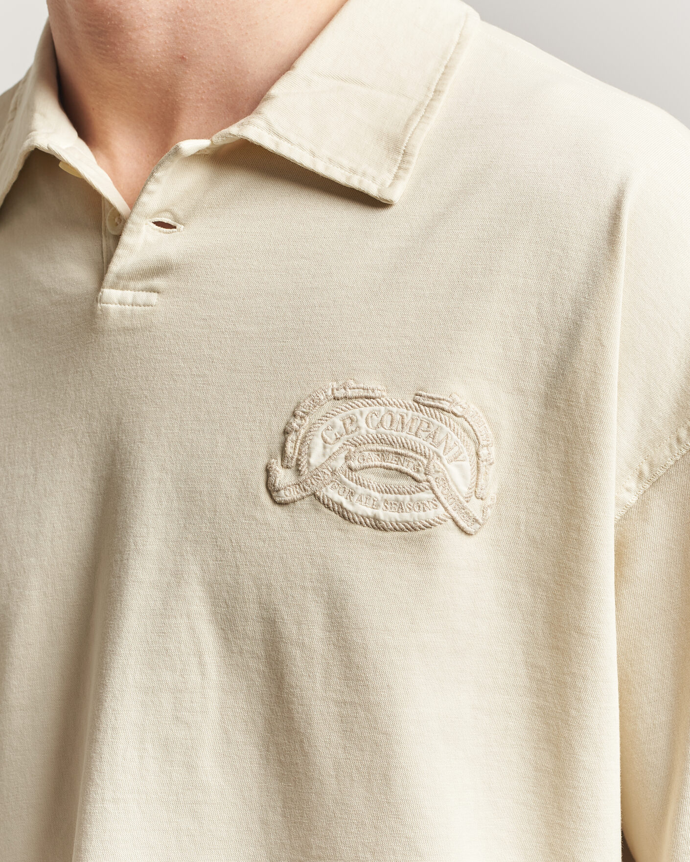 Homme | Polos | C.P. Company | Boxy Fit Cotton Logo Polo Cream