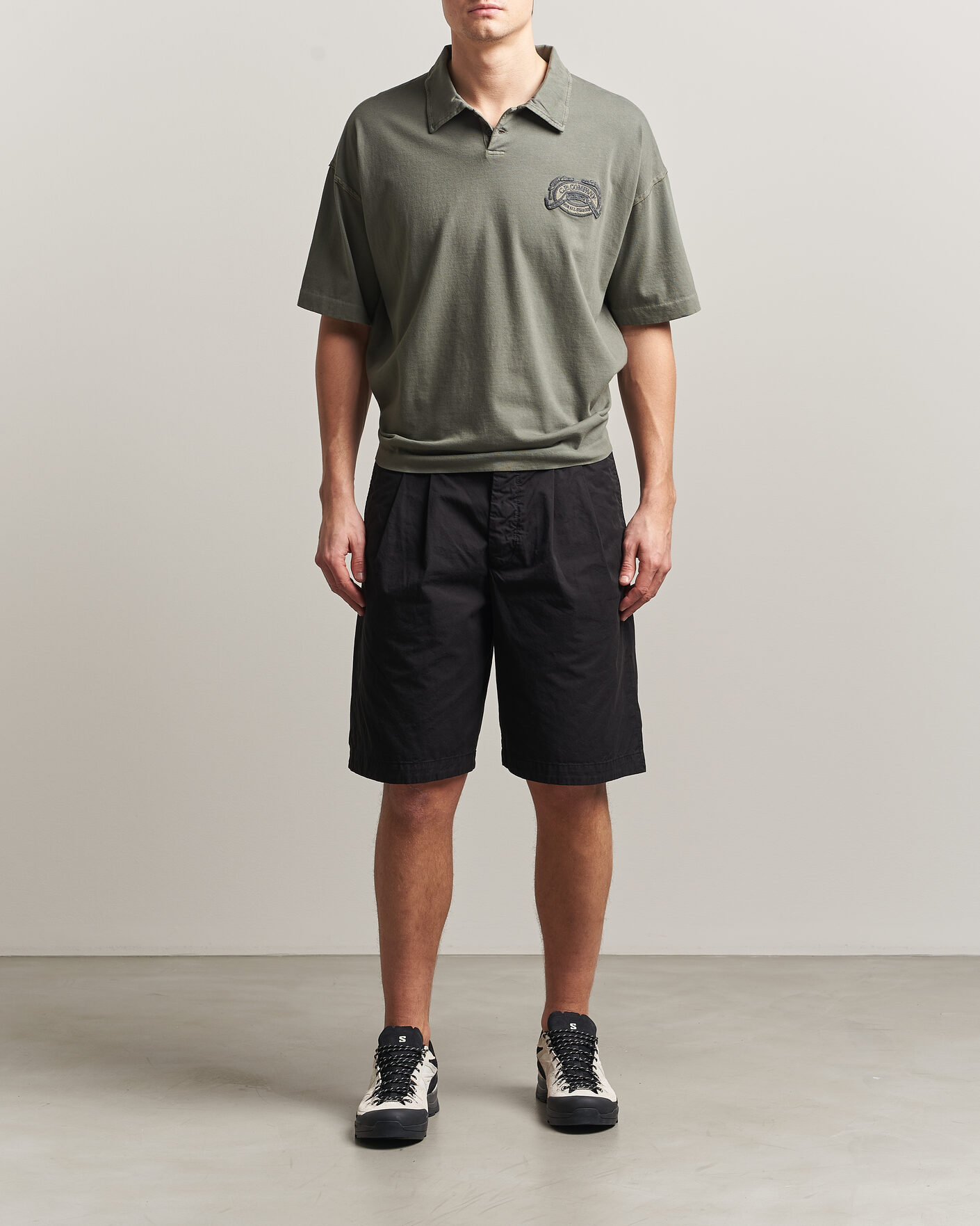 Homme | Polos | C.P. Company | Boxy Fit Cotton Logo Polo Dark Green