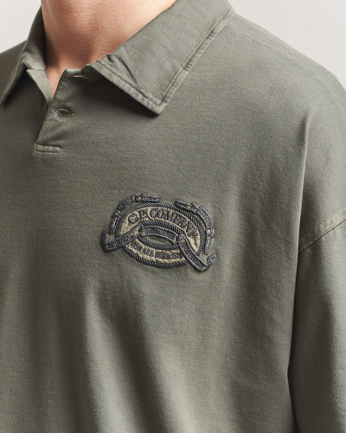 Homme | Polos | C.P. Company | Boxy Fit Cotton Logo Polo Dark Green