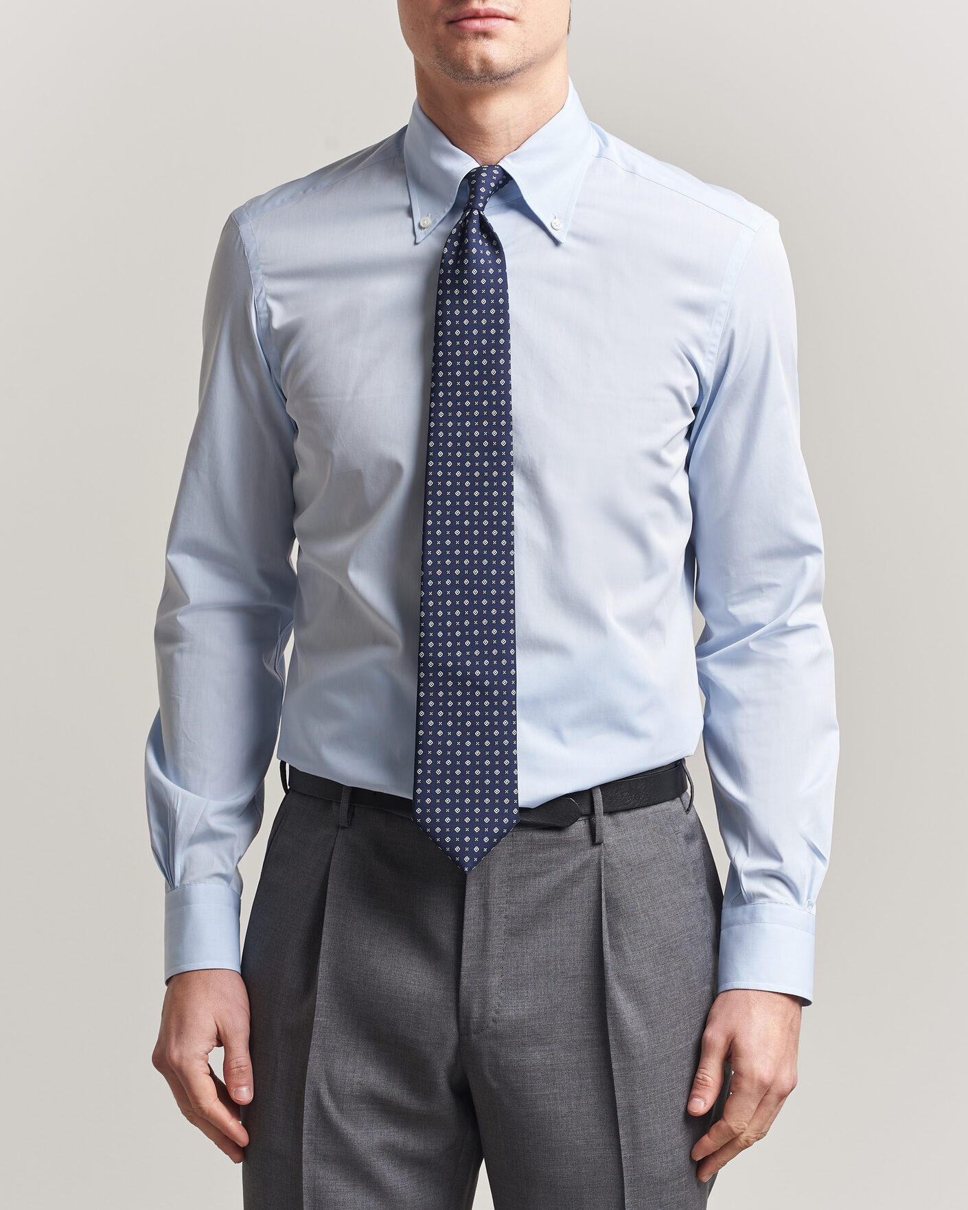 Homme | Chemises | Mazzarelli | Soft Cotton Button Down Shirt Light Blue