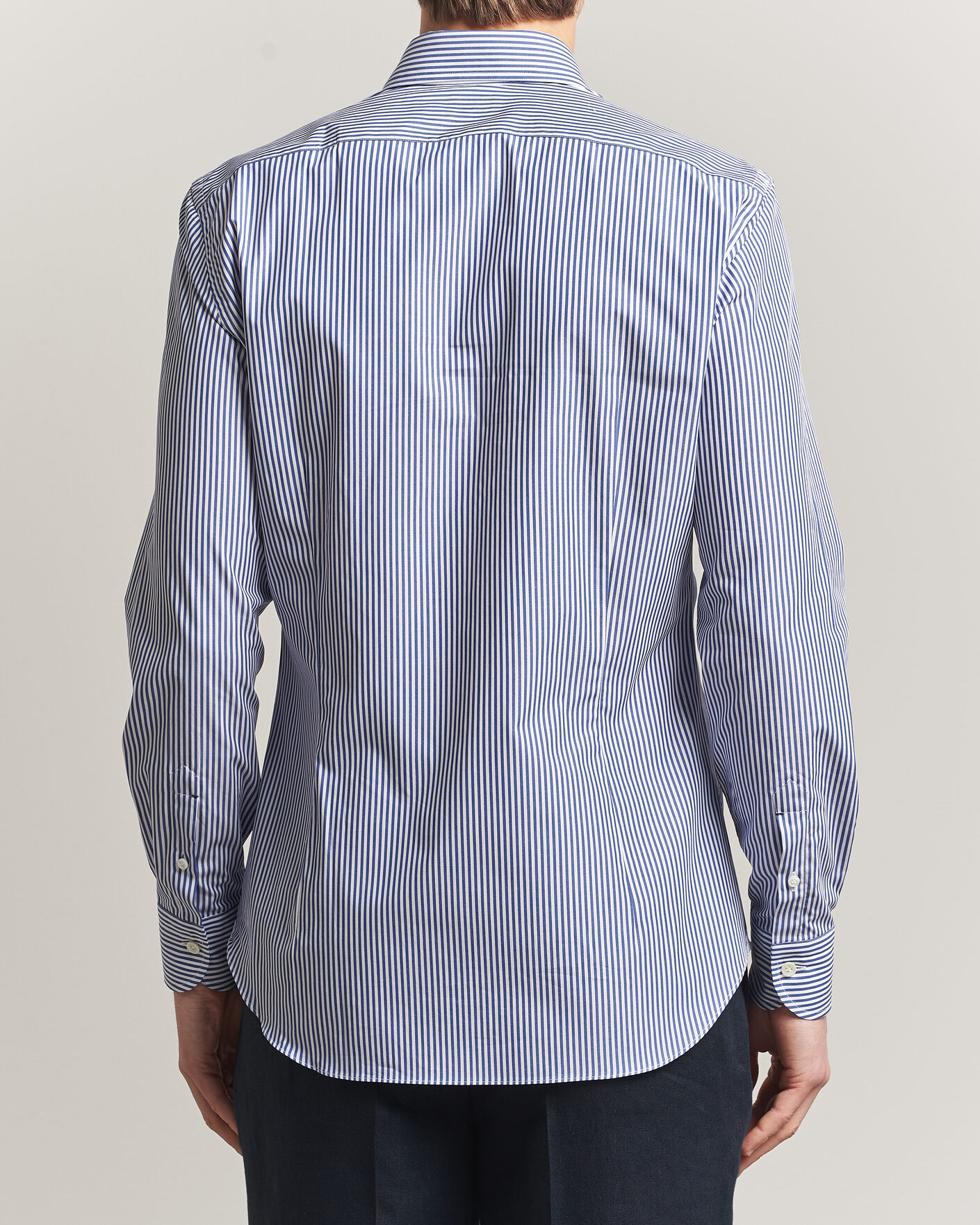 Homme | Chemises | Mazzarelli | Soft Cotton Button Down Shirt Blue Stripe