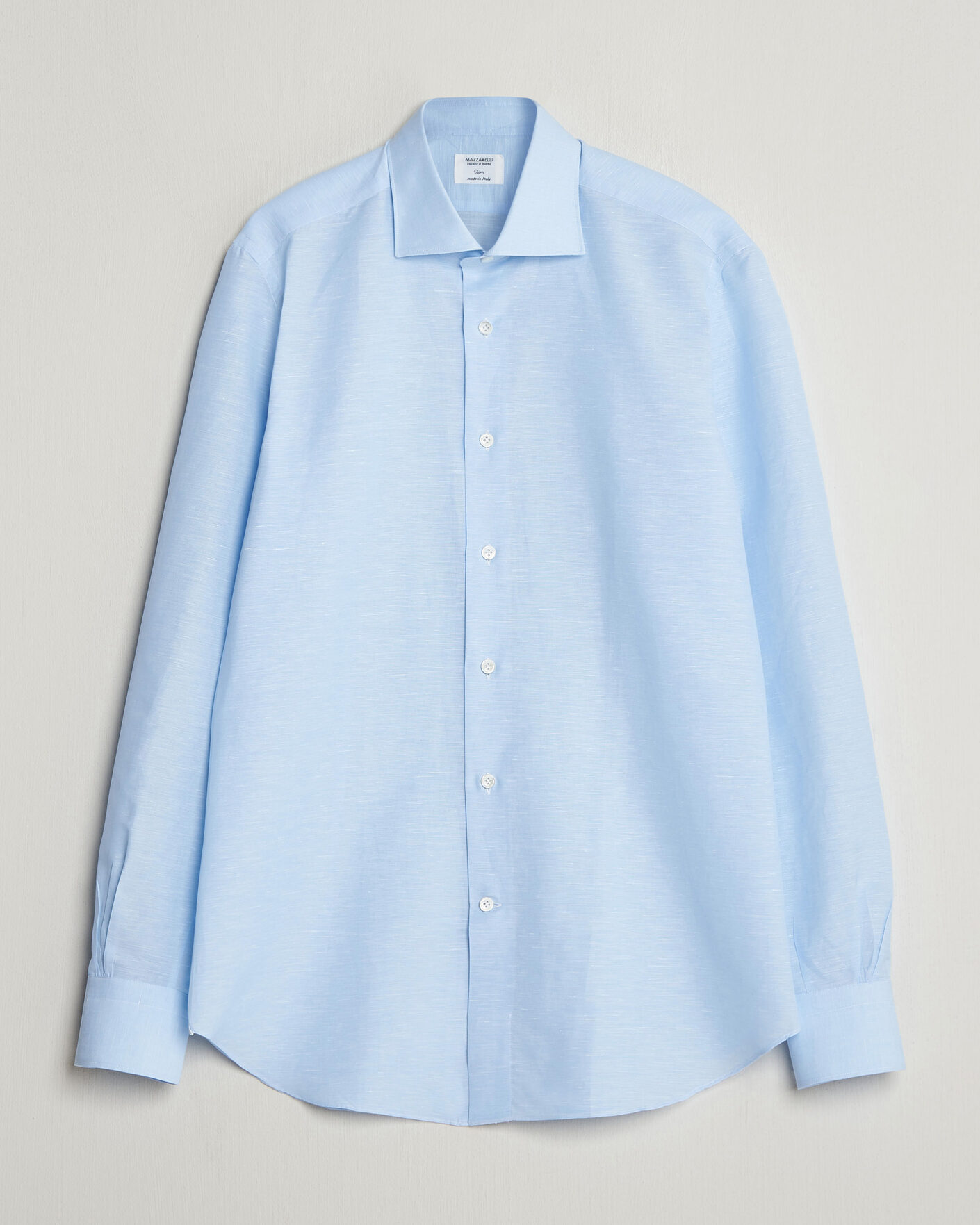 Homme | Chemises | Mazzarelli | Soft Cotton/Linen Shirt Light Blue