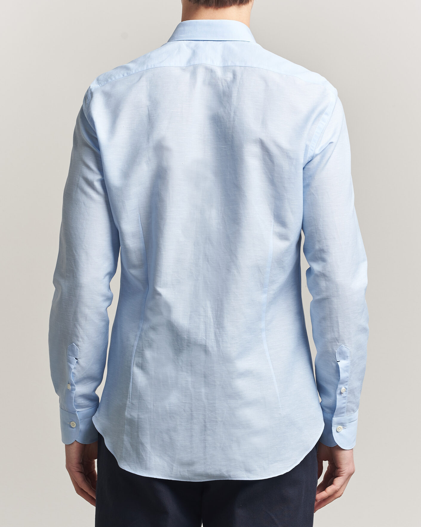Homme | Chemises | Mazzarelli | Soft Cotton/Linen Shirt Light Blue