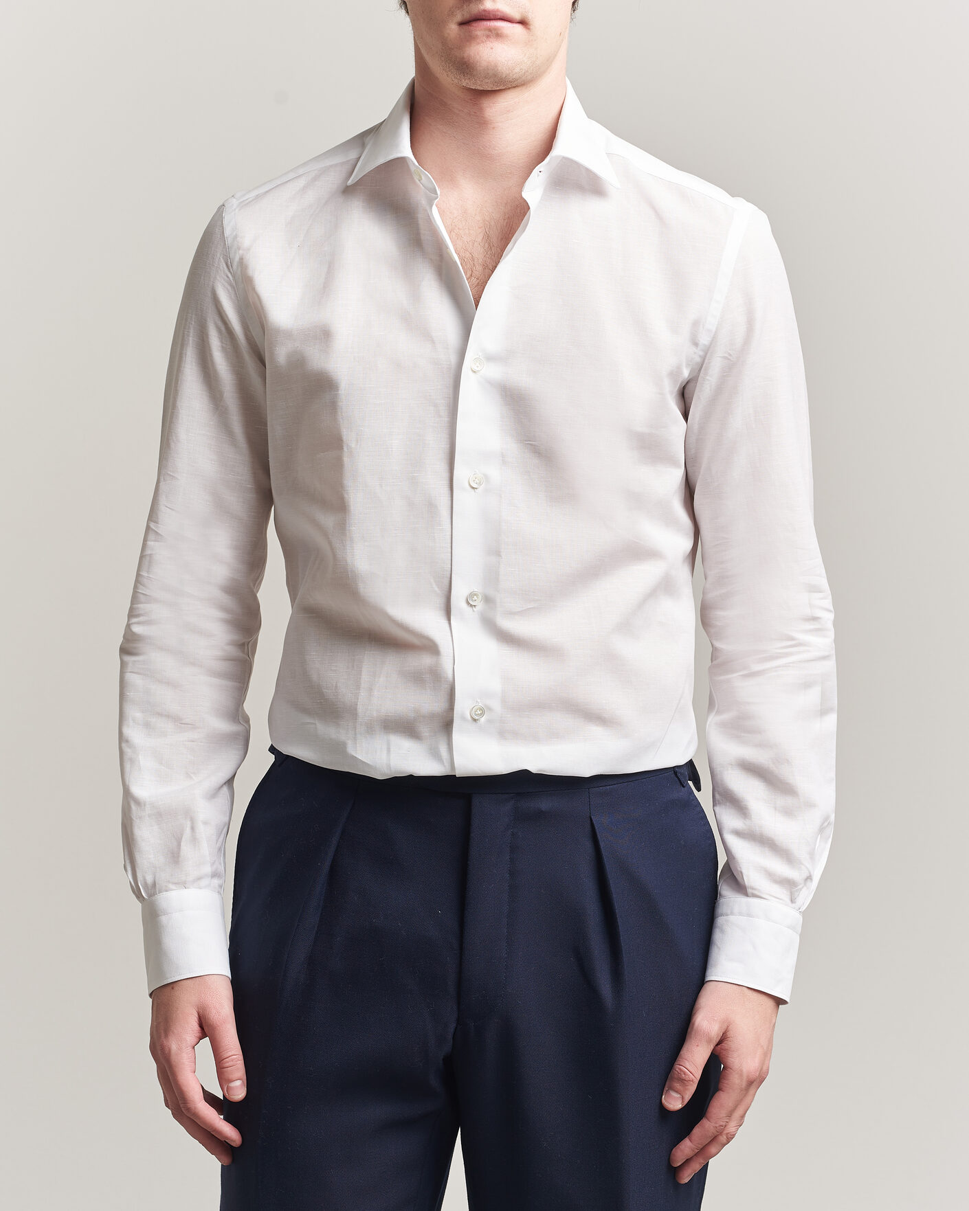 Homme | Chemises | Mazzarelli | Soft Cotton/Linen Shirt White