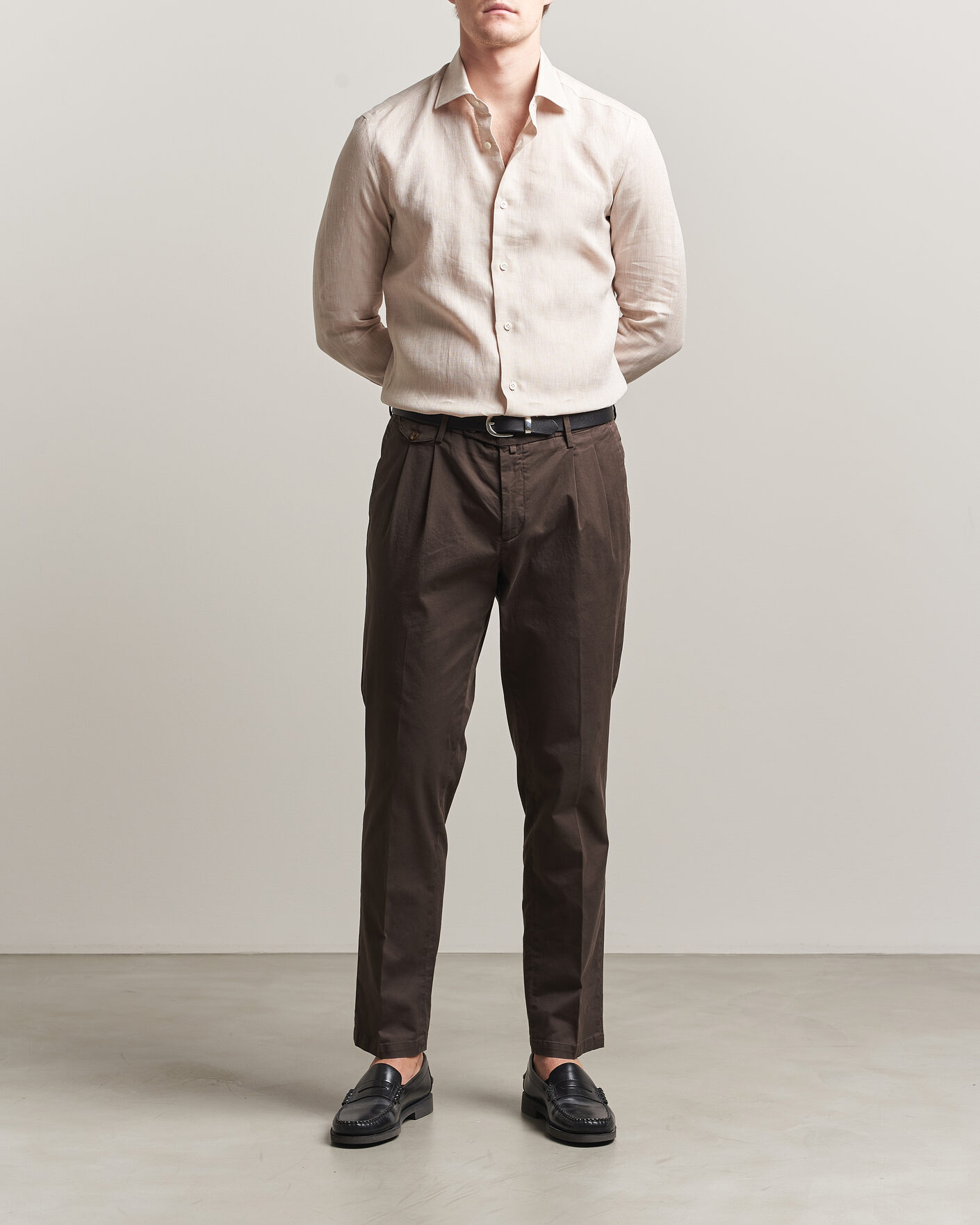 Homme | Chemises | Mazzarelli | Soft Linen Shirt Beige