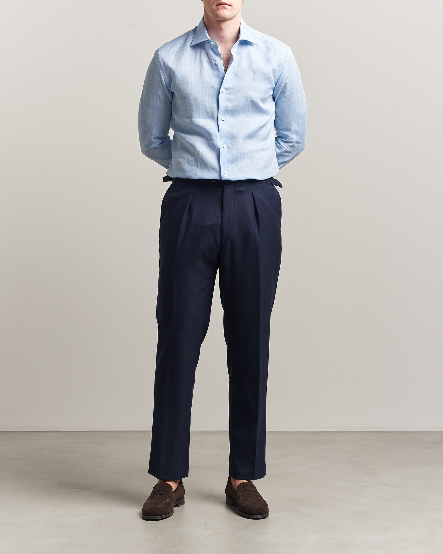 Homme | Chemises | Mazzarelli | Soft Linen Shirt Light Blue