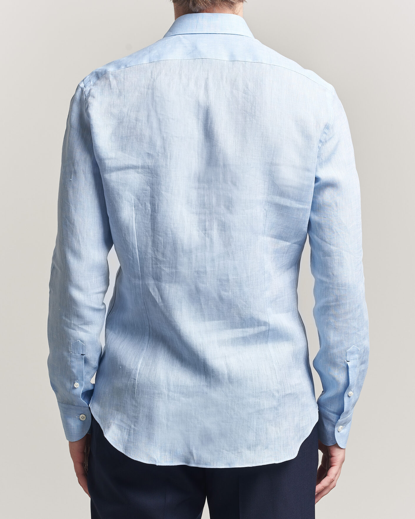 Homme | Chemises | Mazzarelli | Soft Linen Shirt Light Blue