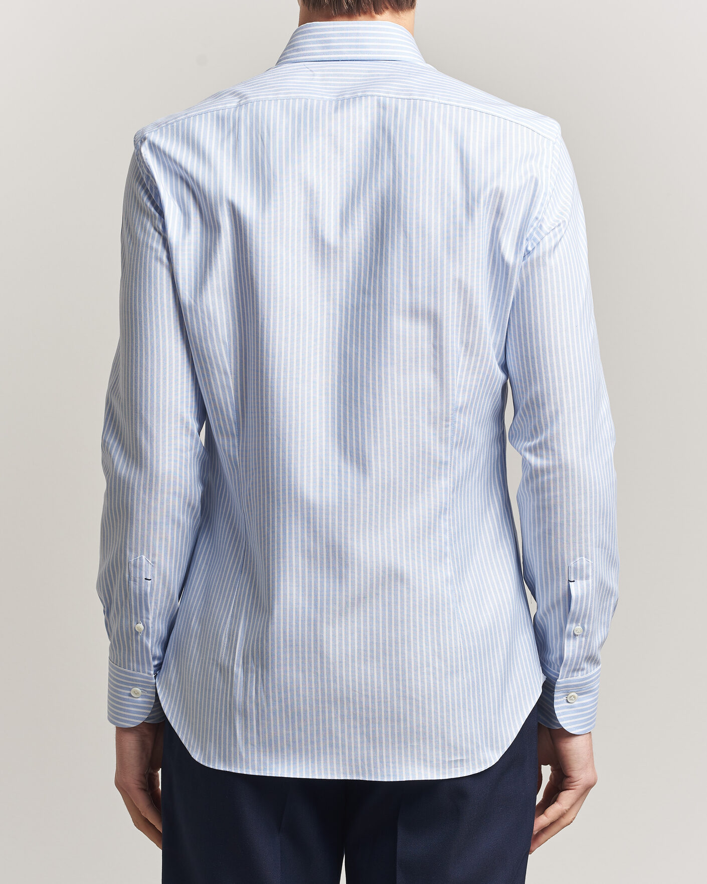Homme | Chemises | Mazzarelli | Soft Oxford Button Down Shirt Light Blue Stripe