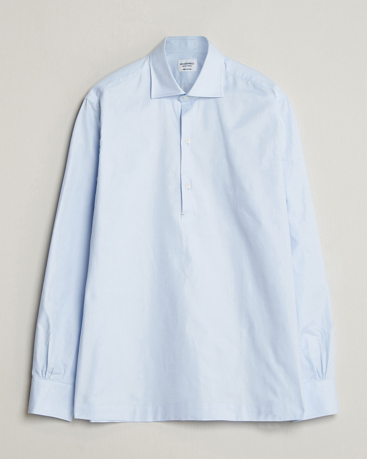 Homme | Chemises | Mazzarelli | Soft Oxford Popover Shirt Light Blue