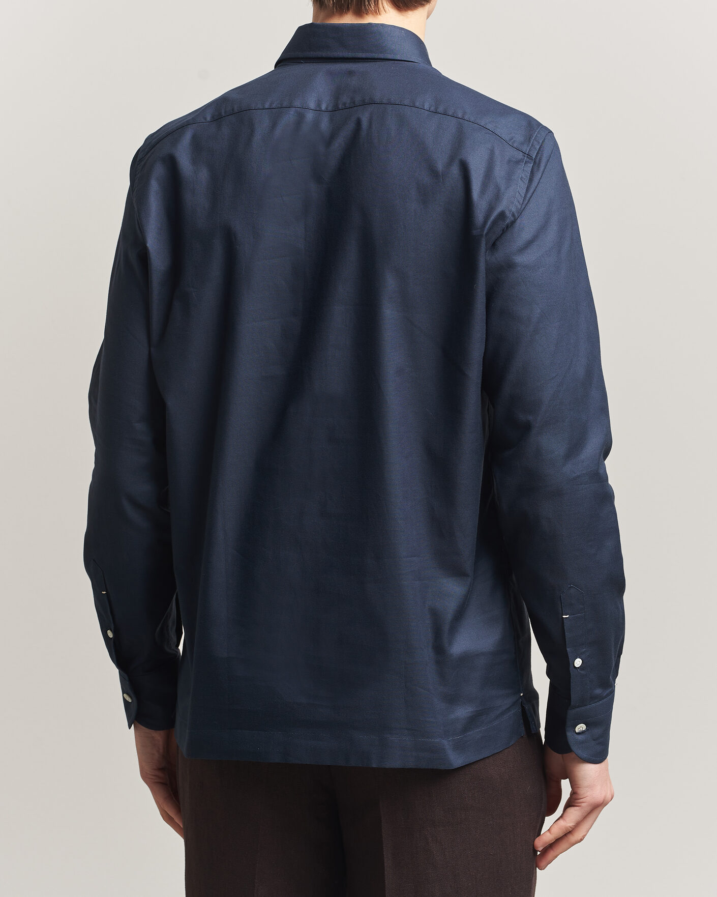Homme | Chemises | Mazzarelli | Soft Oxford Popover Shirt Navy
