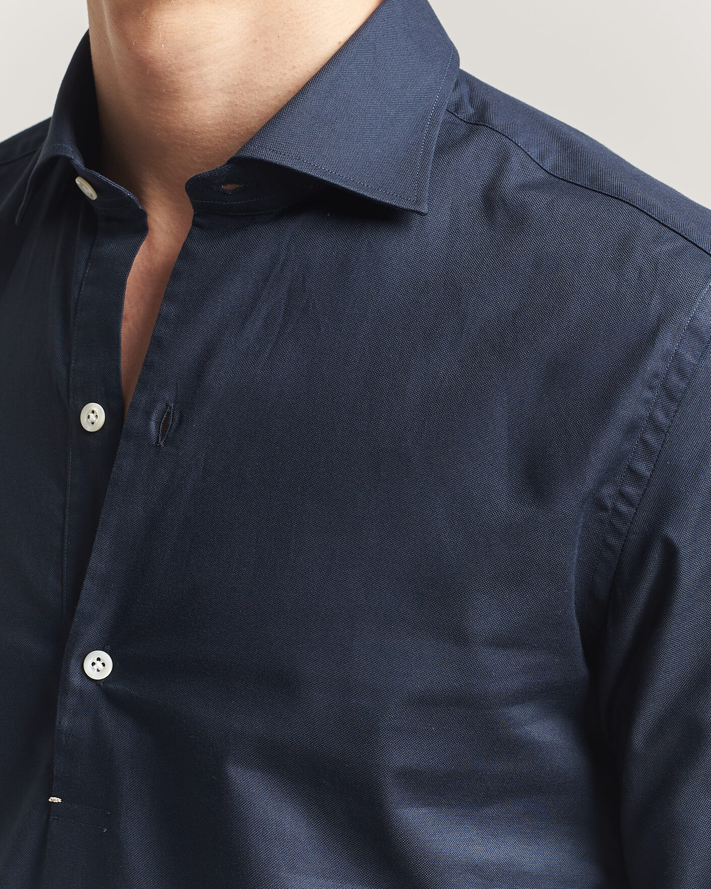 Homme | Chemises | Mazzarelli | Soft Oxford Popover Shirt Navy