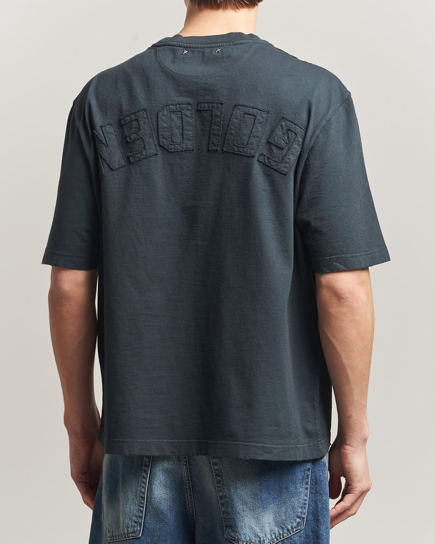 Homme | T-shirts | Golden Goose | Relaxed Fit Cotton T-Shirt Washed Black