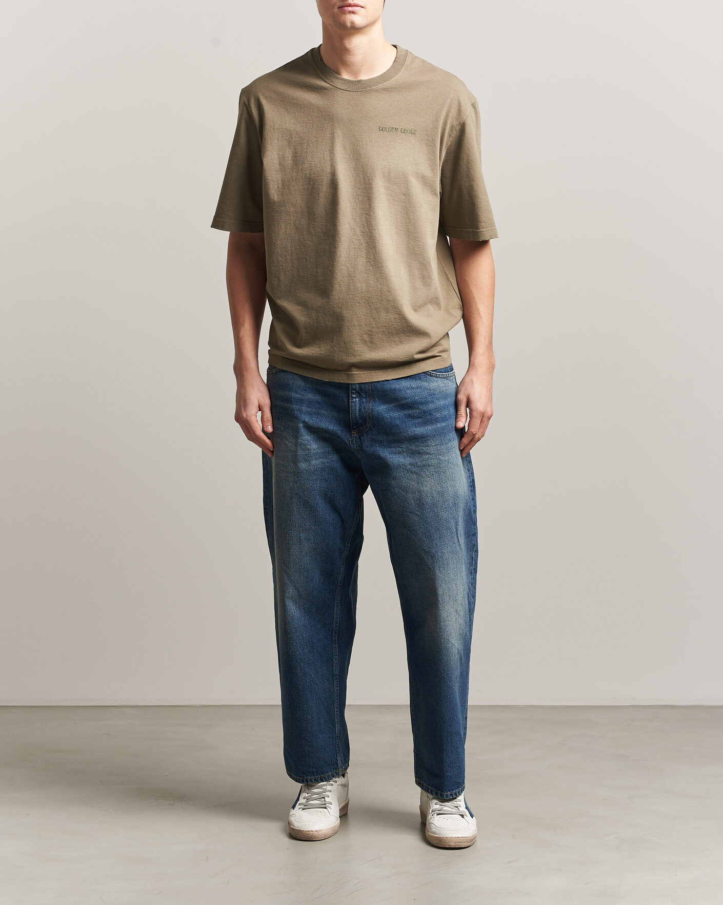 Homme | T-shirts | Golden Goose | Journey Dyed Cotton T-Shirt Washed Beige