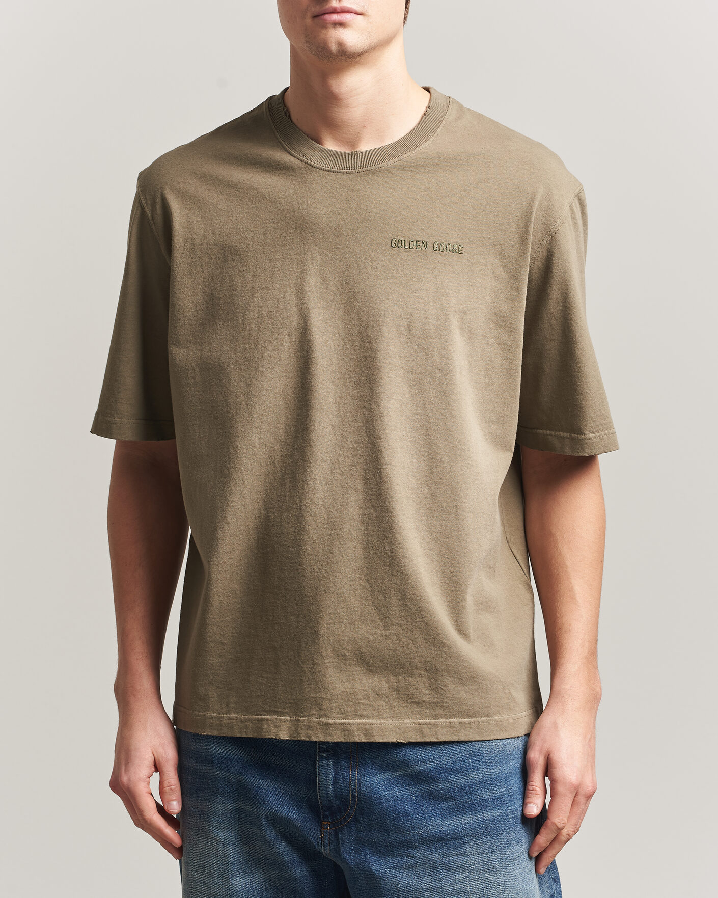 Homme | T-shirts | Golden Goose | Journey Dyed Cotton T-Shirt Washed Beige