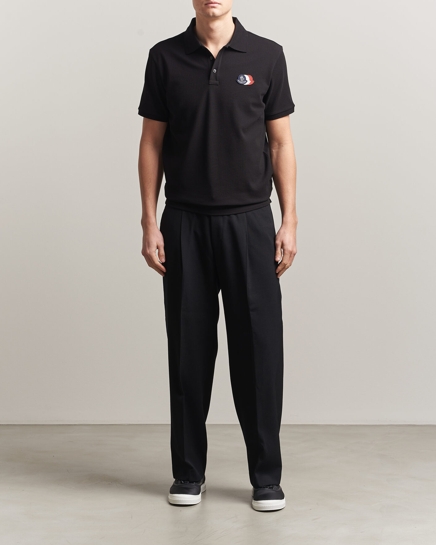 Homme | Polos | Moncler | Tricolore Logo Polo Black