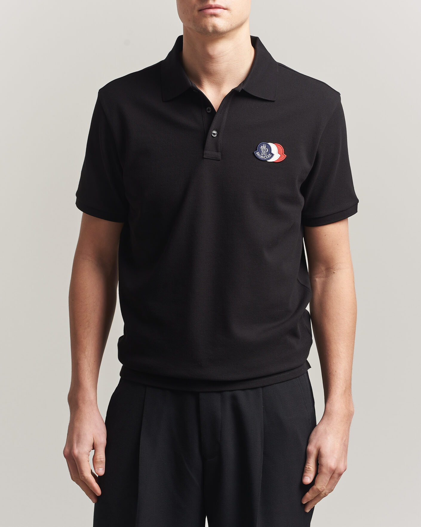 Homme | Polos | Moncler | Tricolore Logo Polo Black