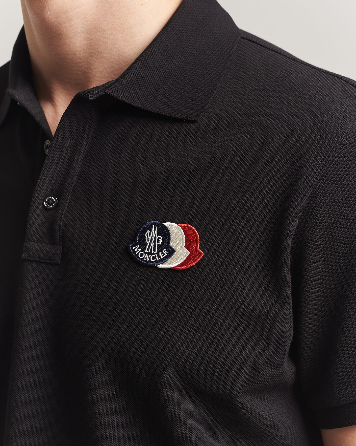 Homme | Polos | Moncler | Tricolore Logo Polo Black