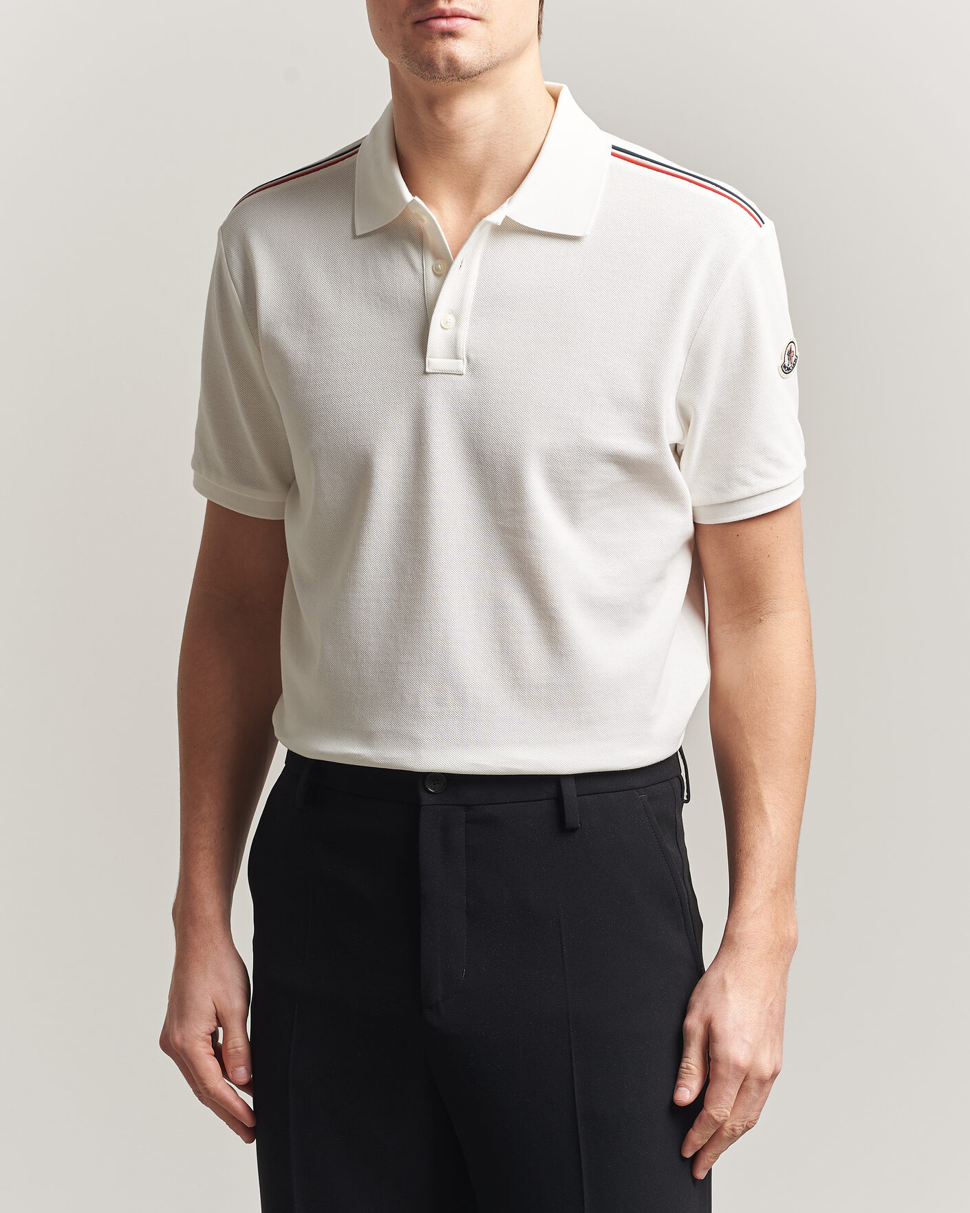 Homme | Polos | Moncler | Tricolore Shoulder Polo White