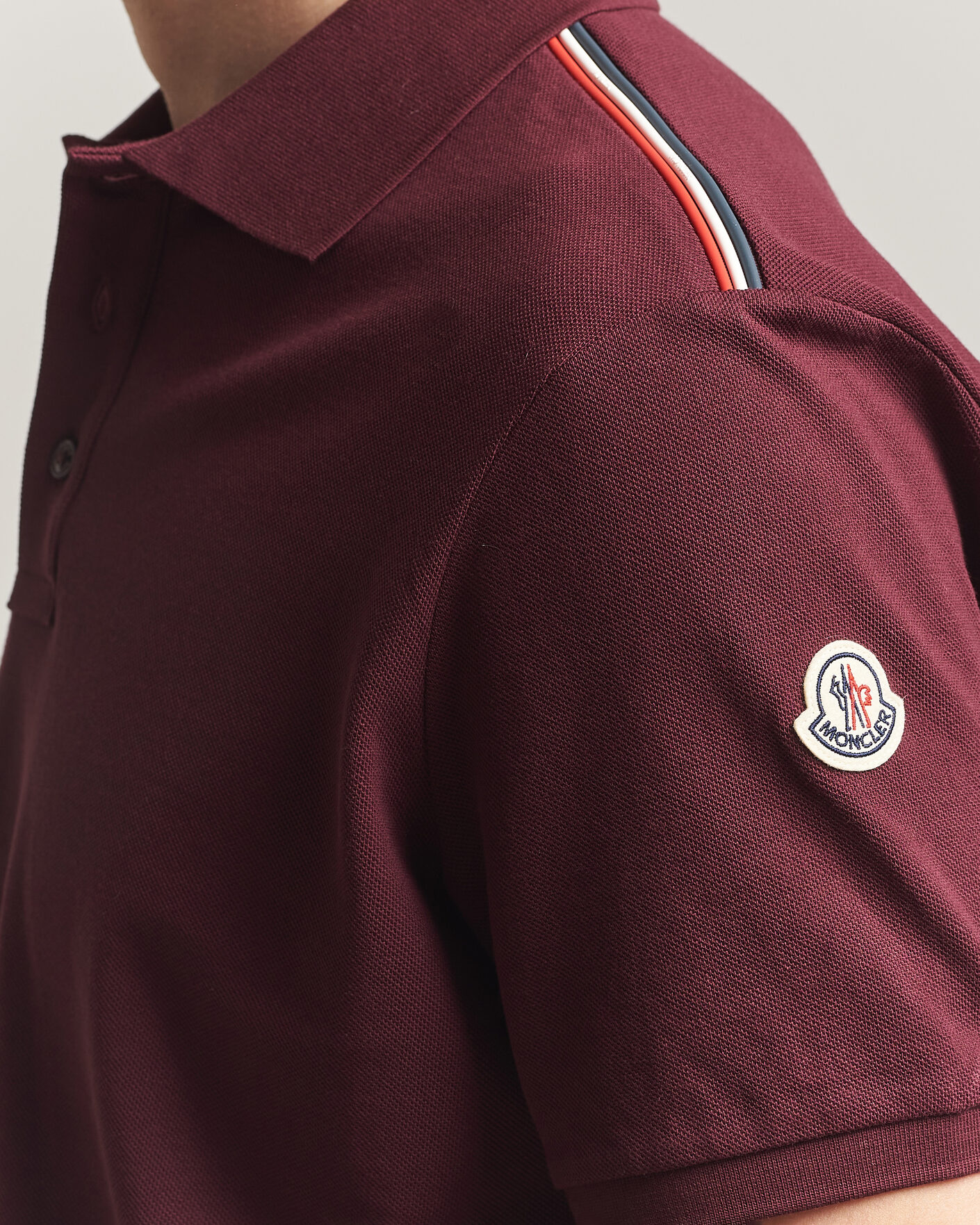Homme | Polos | Moncler | Tricolore Shoulder Polo Burgundy