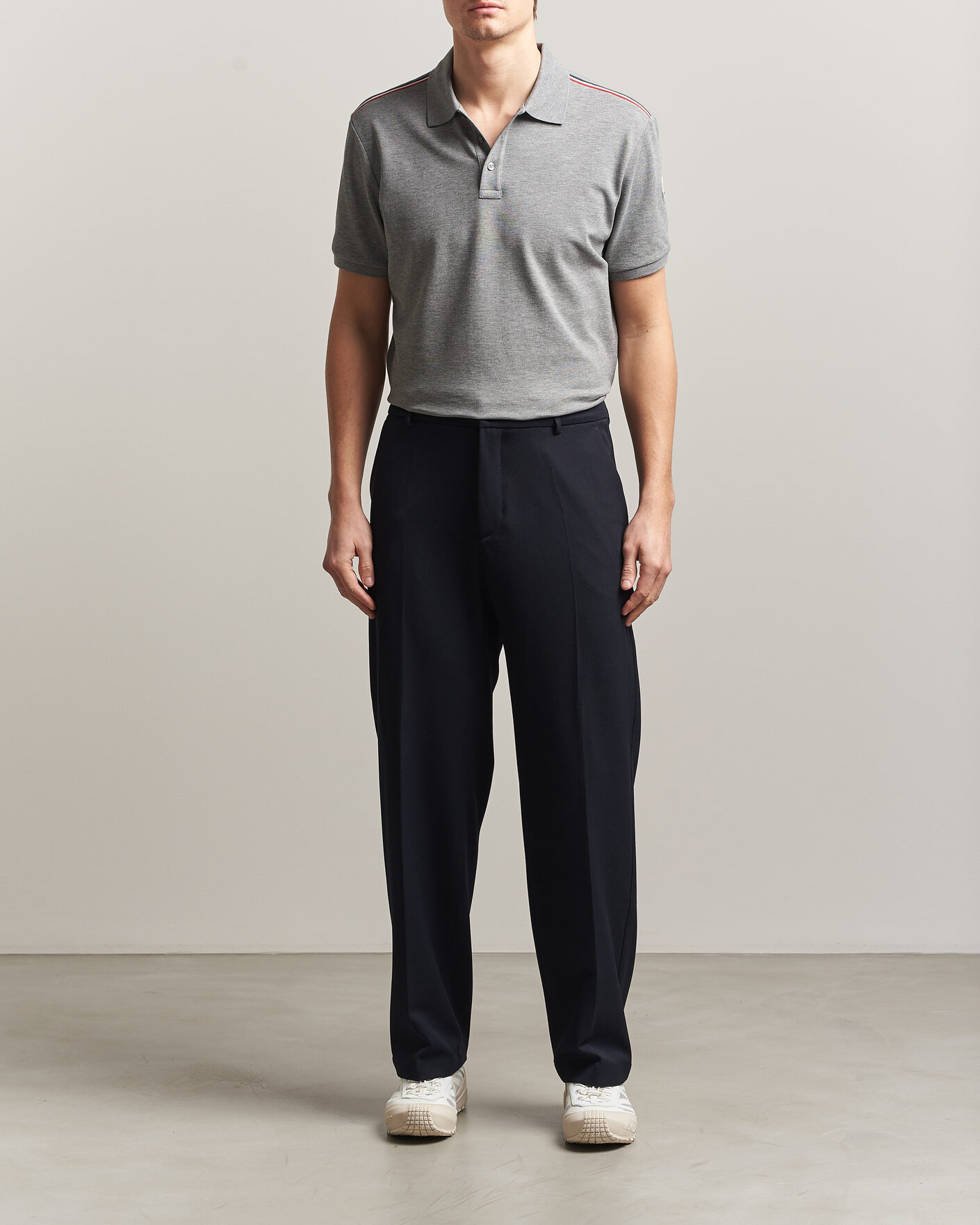 Homme | Polos | Moncler | Tricolore Shoulder Polo Light Grey