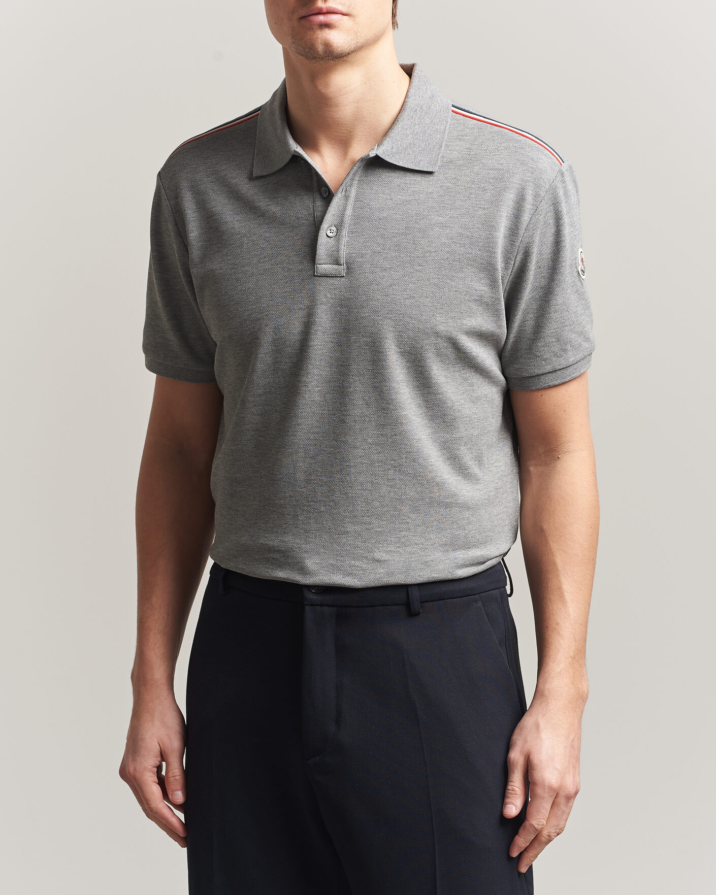Homme | Polos | Moncler | Tricolore Shoulder Polo Light Grey