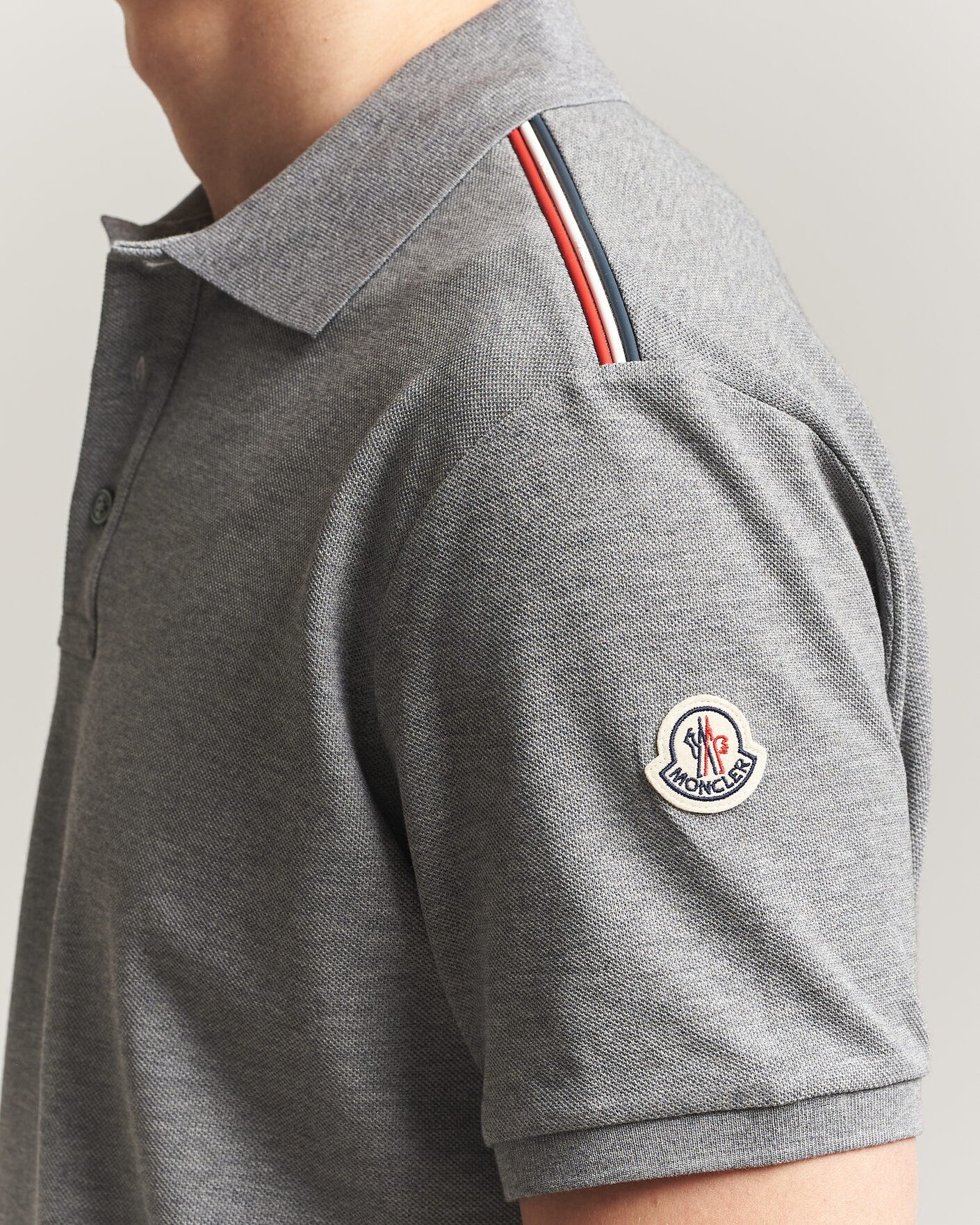 Homme | Polos | Moncler | Tricolore Shoulder Polo Light Grey