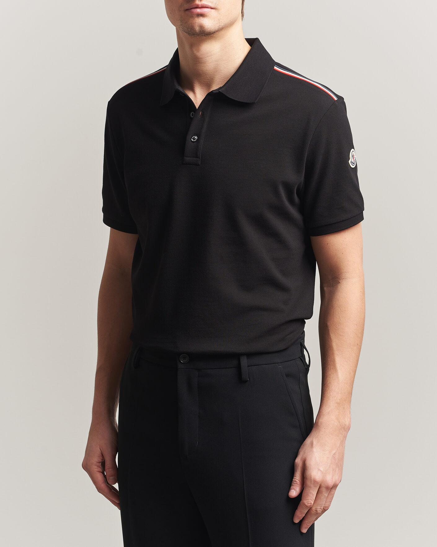 Homme | Polos | Moncler | Tricolore Shoulder Polo Black