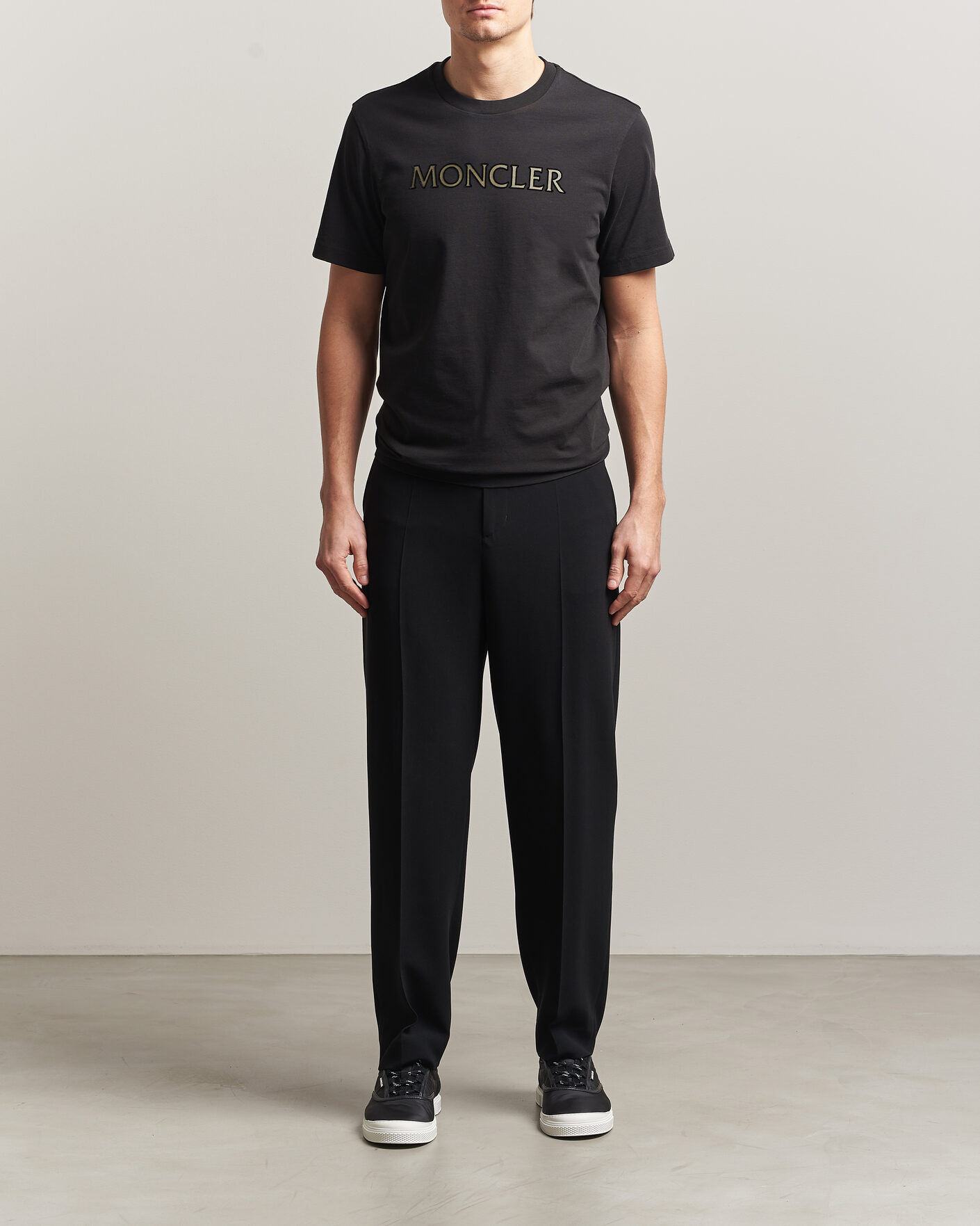 Homme | T-shirts | Moncler | Flock Print Logo T-Shirt Black