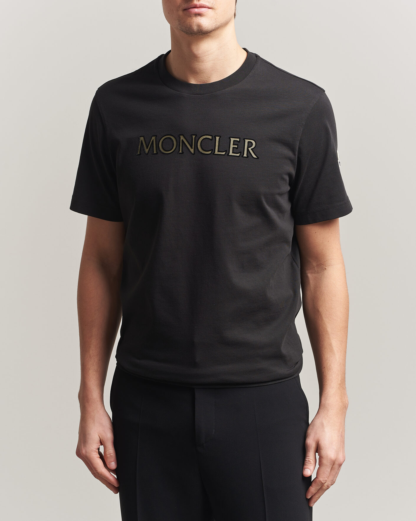 Homme | T-shirts | Moncler | Flock Print Logo T-Shirt Black