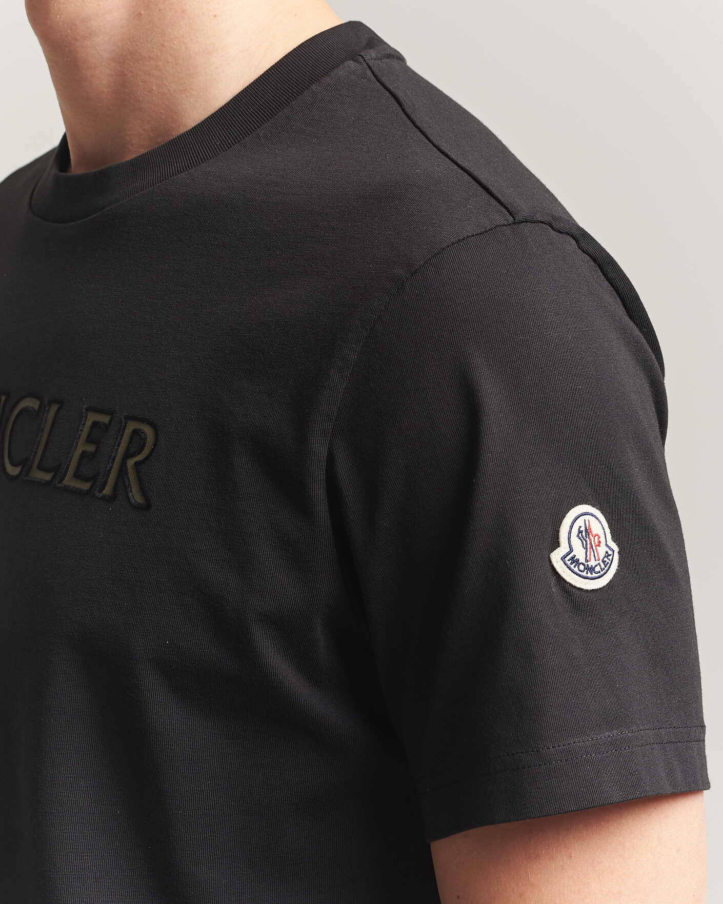 Homme | T-shirts | Moncler | Flock Print Logo T-Shirt Black