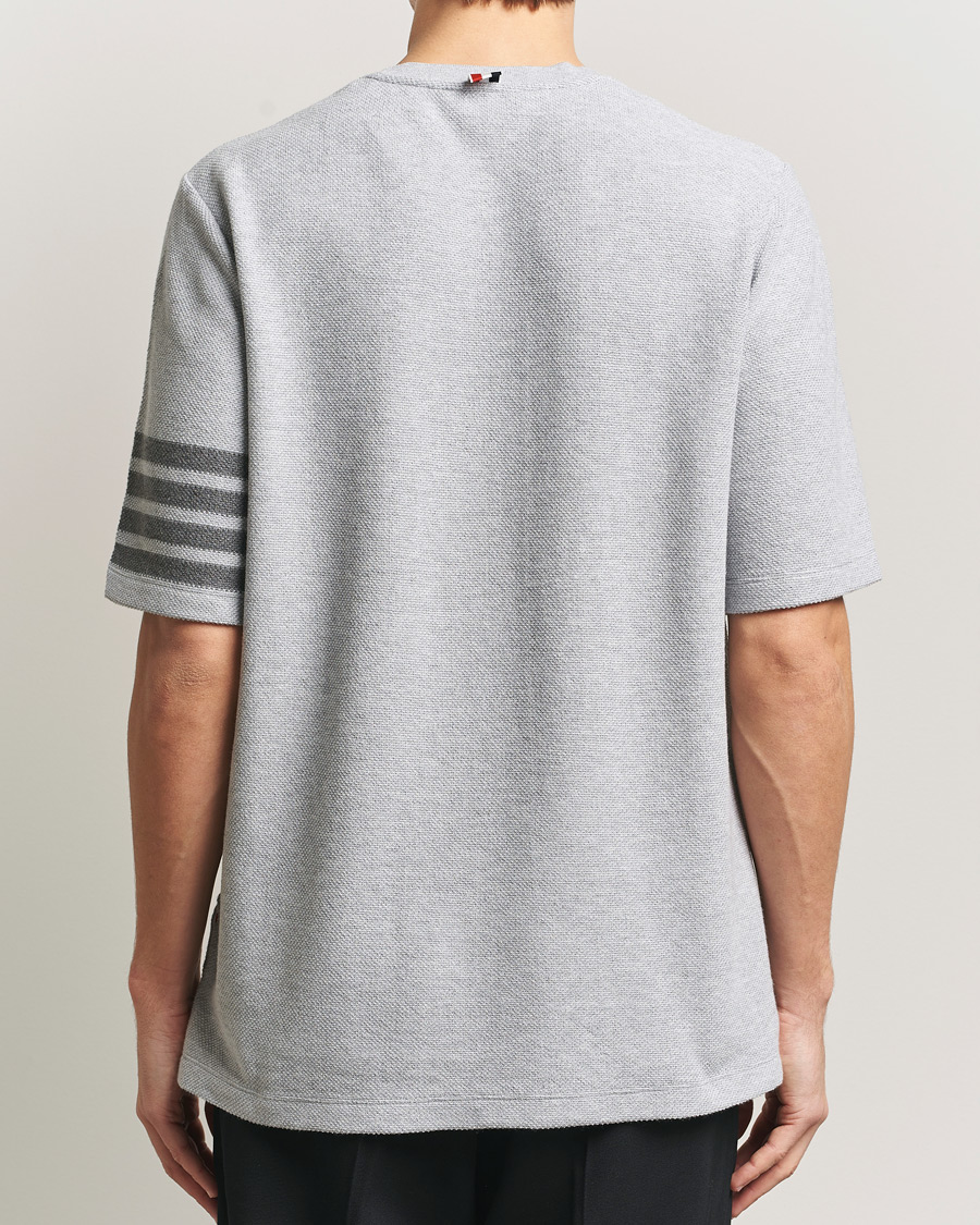 Homme | T-shirts | Thom Browne | Textured Pique 4 Bar T-Shirt Pale Grey