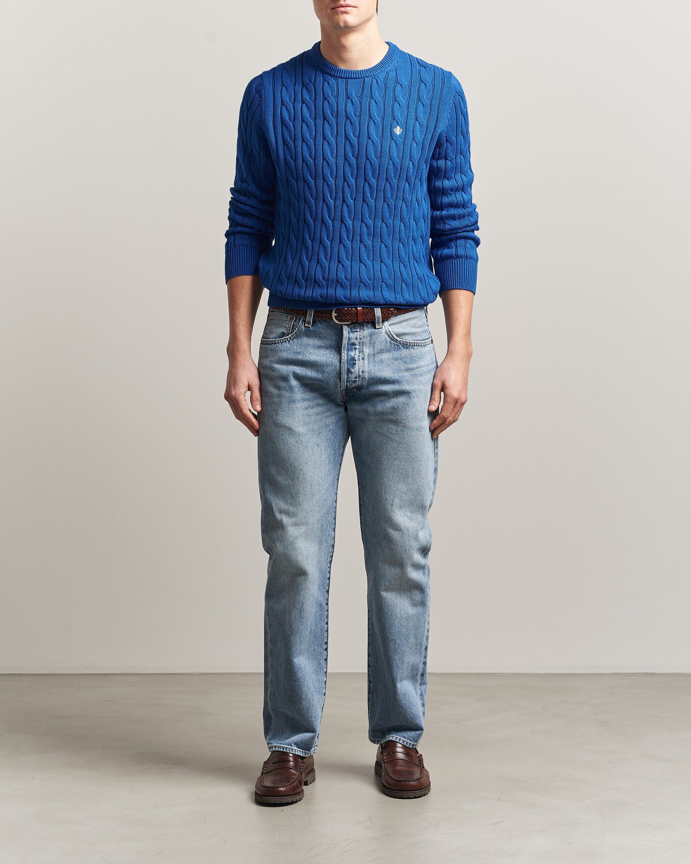 Homme | Pulls Et Tricots | Morris | Ethan Cable Oneck Blue