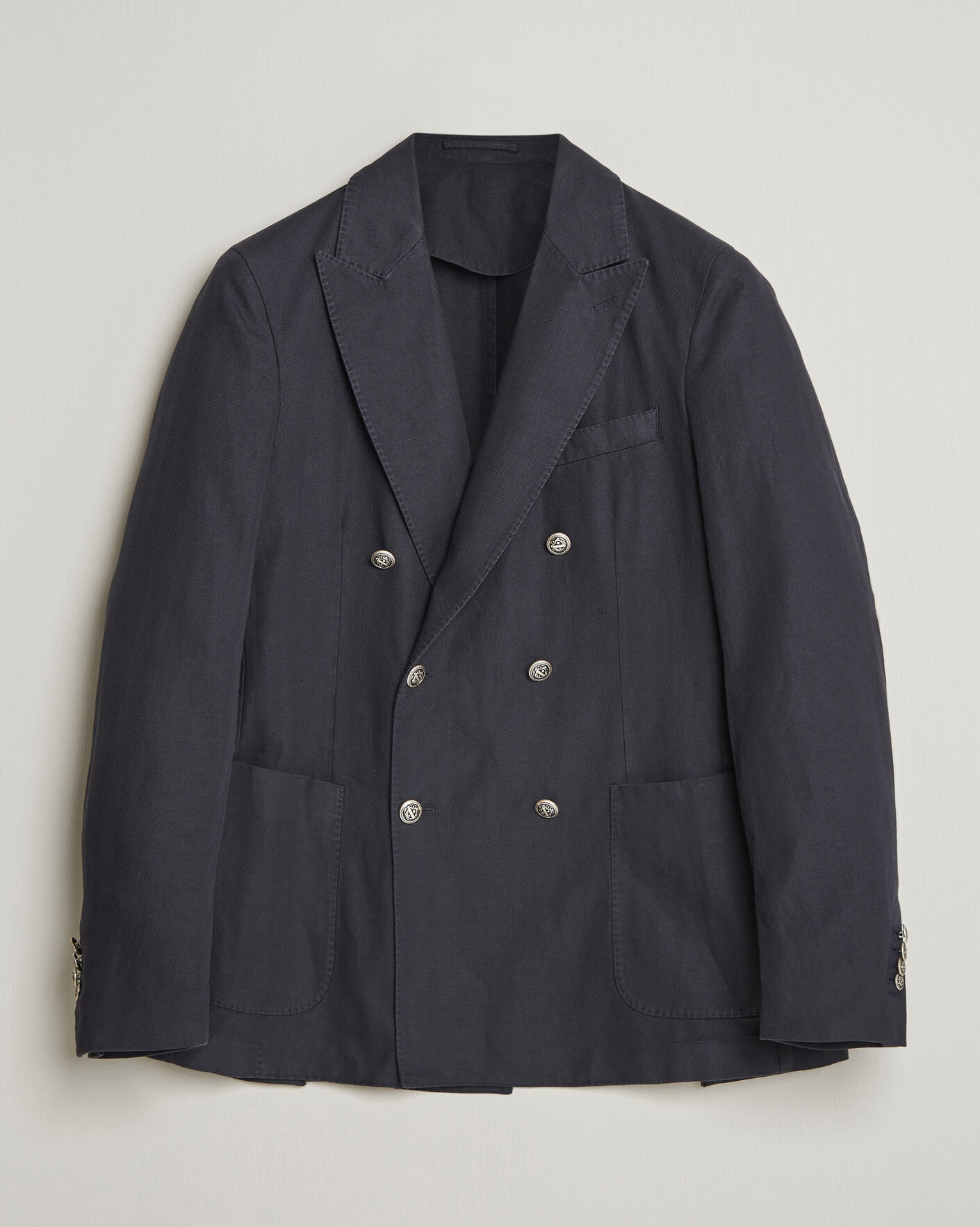 Homme | Blazers | Morris | Cotton Herringbone Double Breasted Blazer Blue