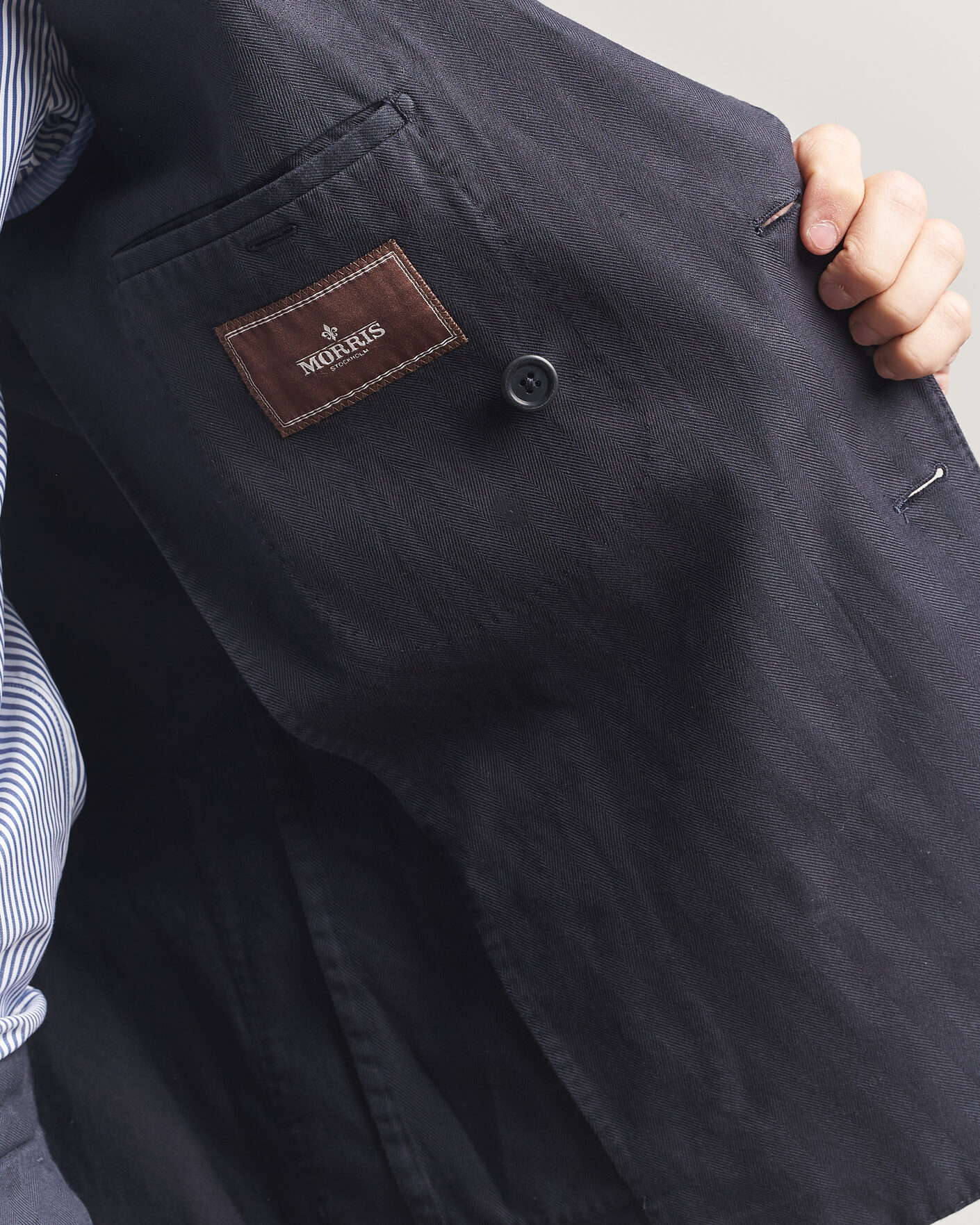 Homme | Blazers | Morris | Cotton Herringbone Double Breasted Blazer Blue