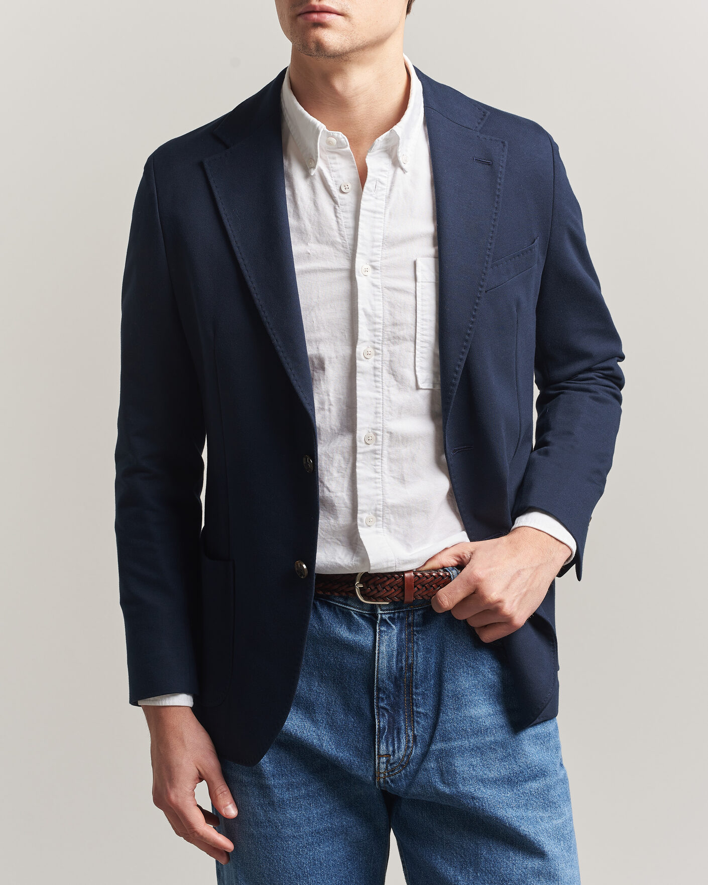Homme | Blazers | Morris | Cotton Jersey Blazer Navy