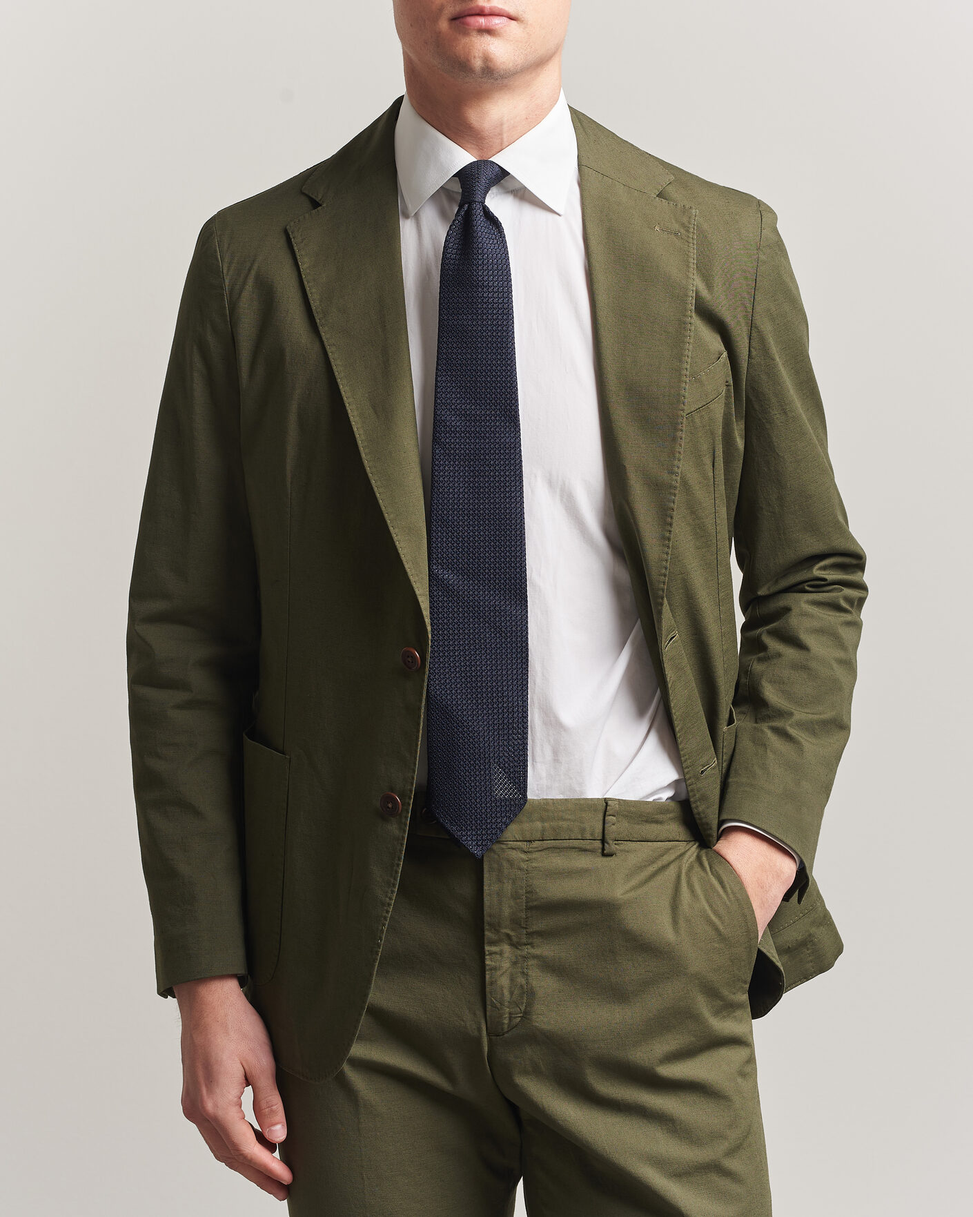 Homme | Blazers | Morris | Washed Cotton Suit Blazer Olive