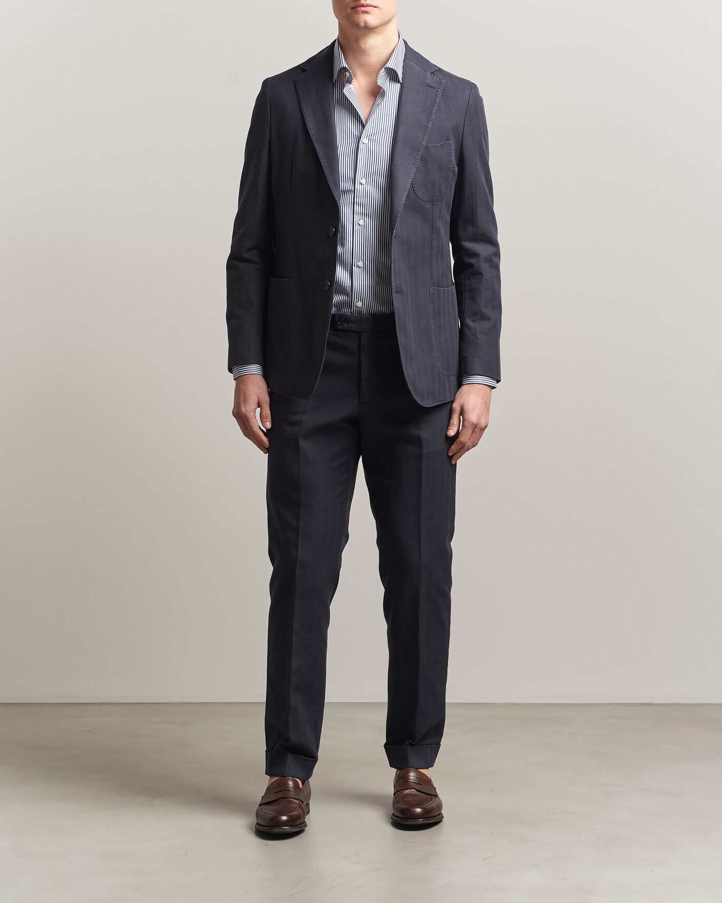Homme | Pantalons | Morris | Jack Herringbone Cotton Trousers Blue
