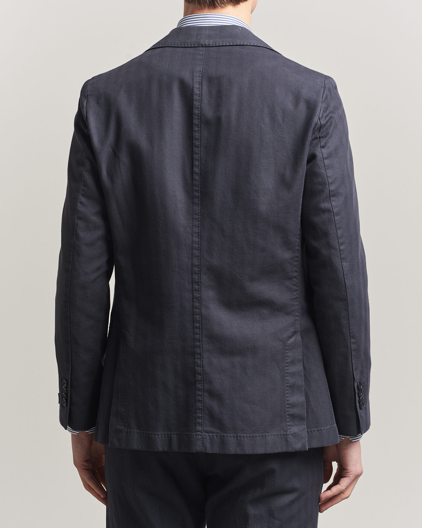 Homme | Blazers | Morris | Washed Cotton Herringbone Blazer Navy