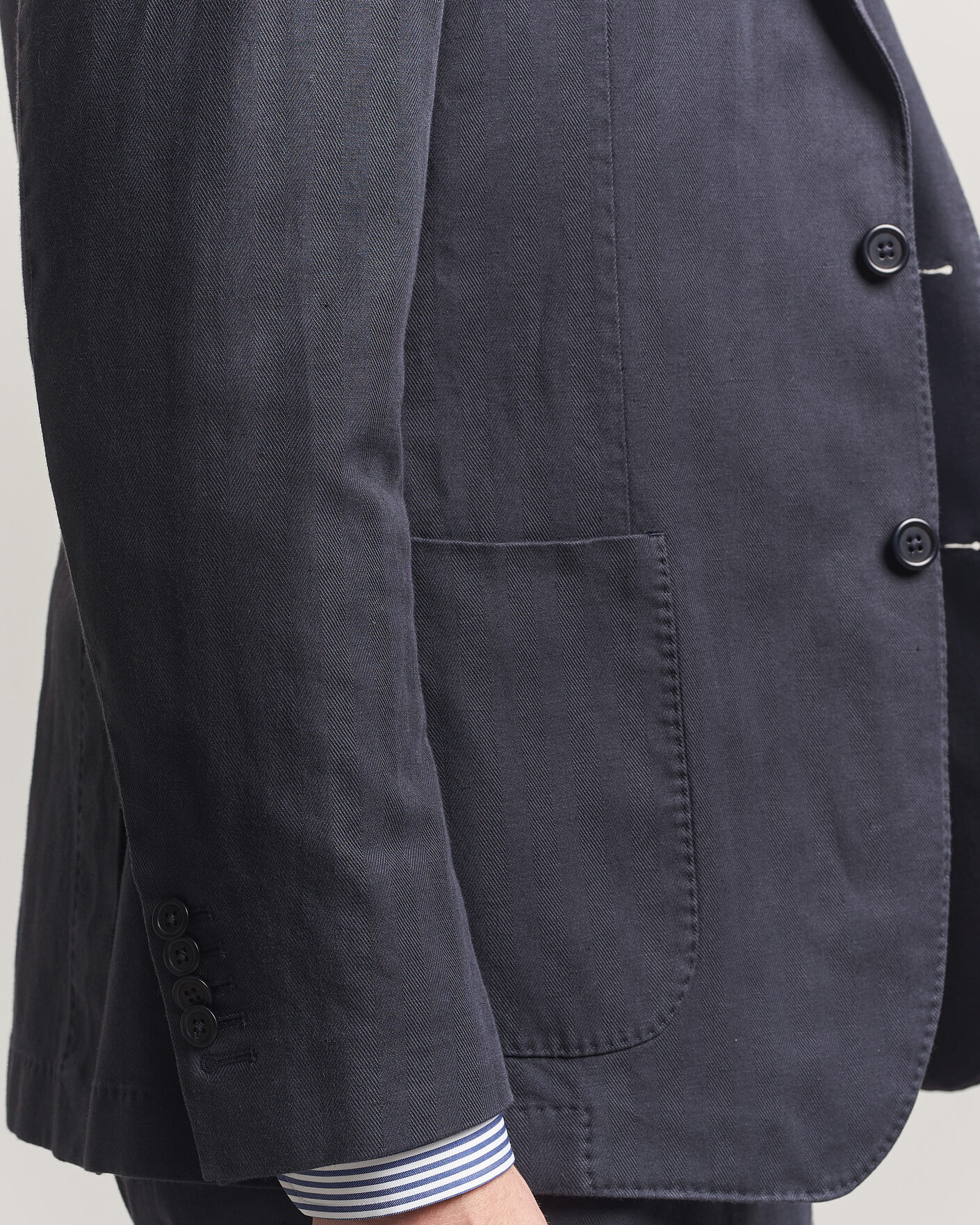 Homme | Blazers | Morris | Washed Cotton Herringbone Blazer Navy