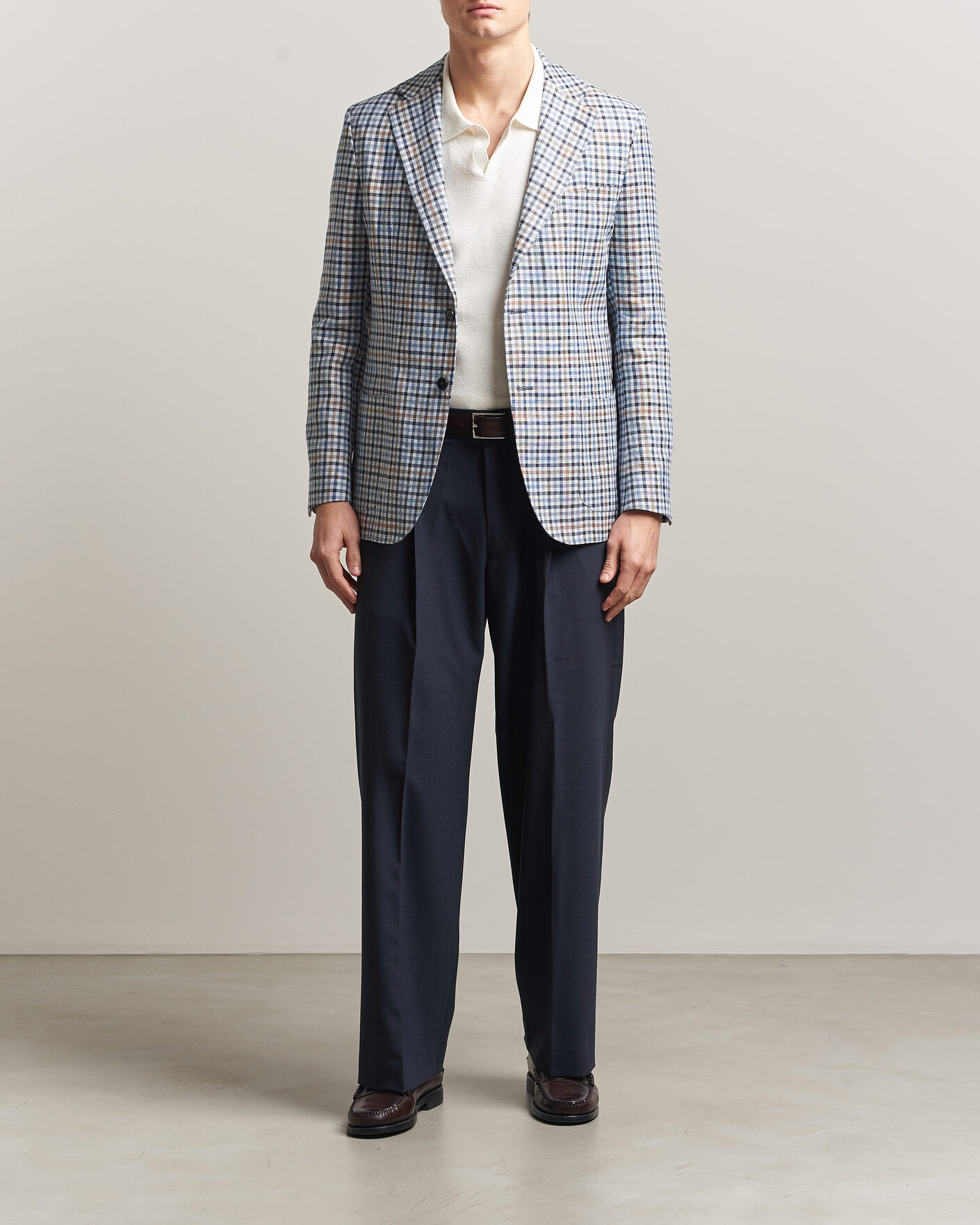 Homme | Blazers | Morris | Linen Cotton Checked Blazer Blue