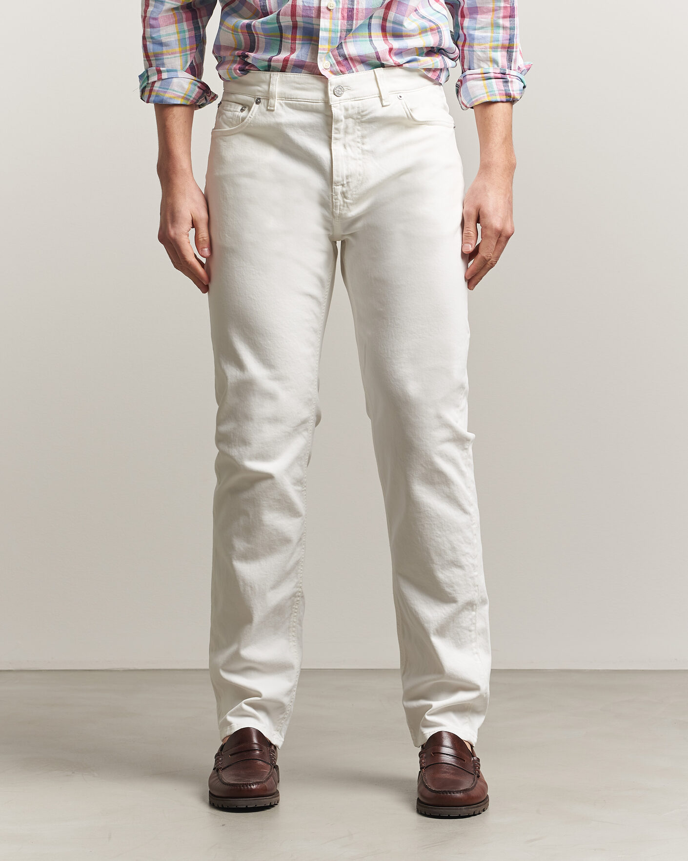 Homme | Pantalons | Morris | James Brushed 5-Pocket Jeans Off White