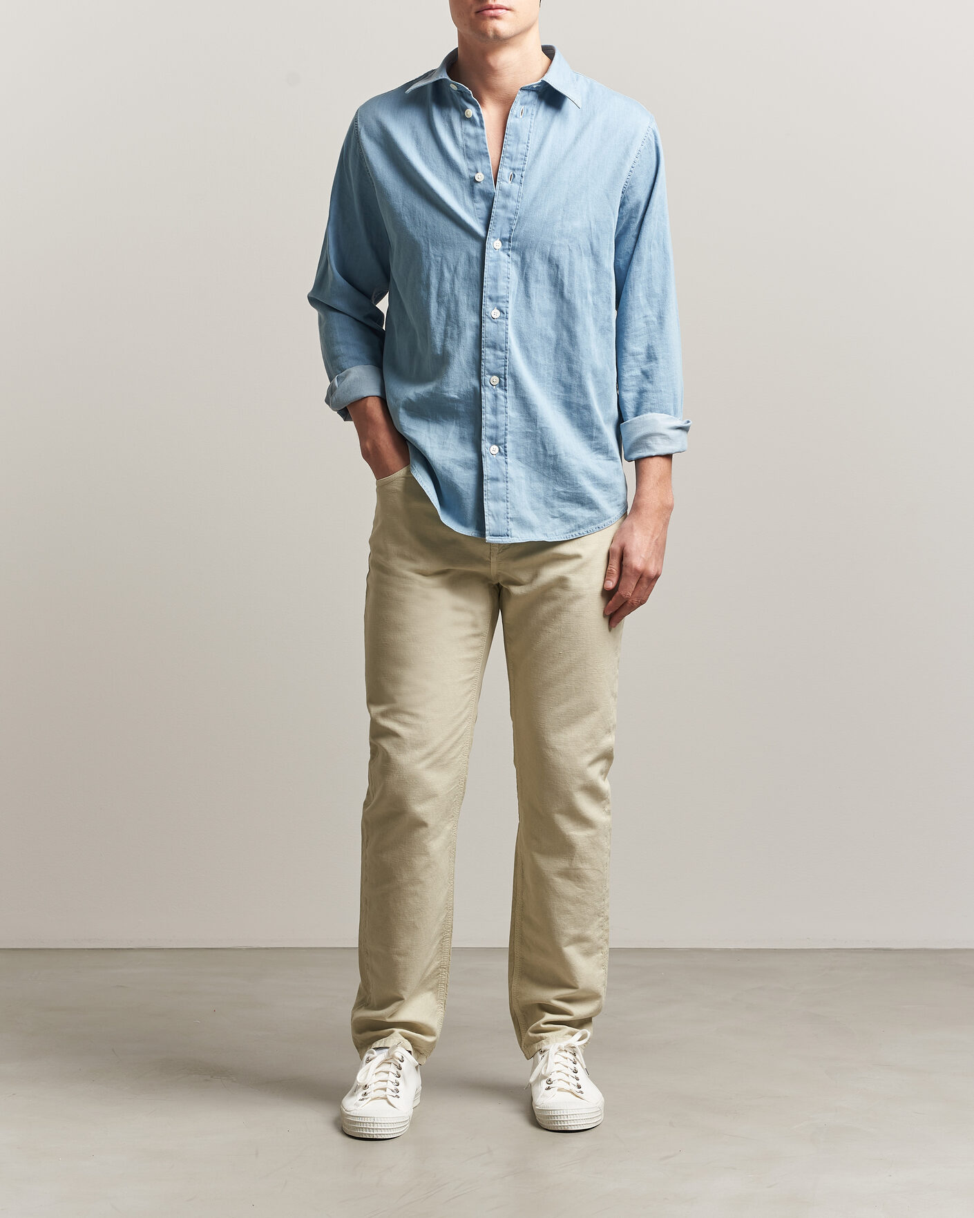 Homme | Pantalons | Morris | James Washed Linen 5-Pocket Pants Khaki