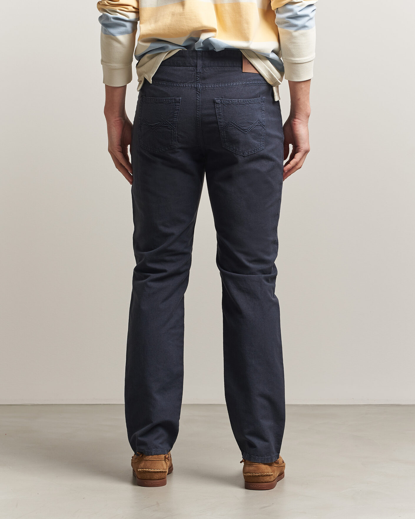 Homme | Pantalons | Morris | James Washed Linen 5-Pocket Pants Dark Blue