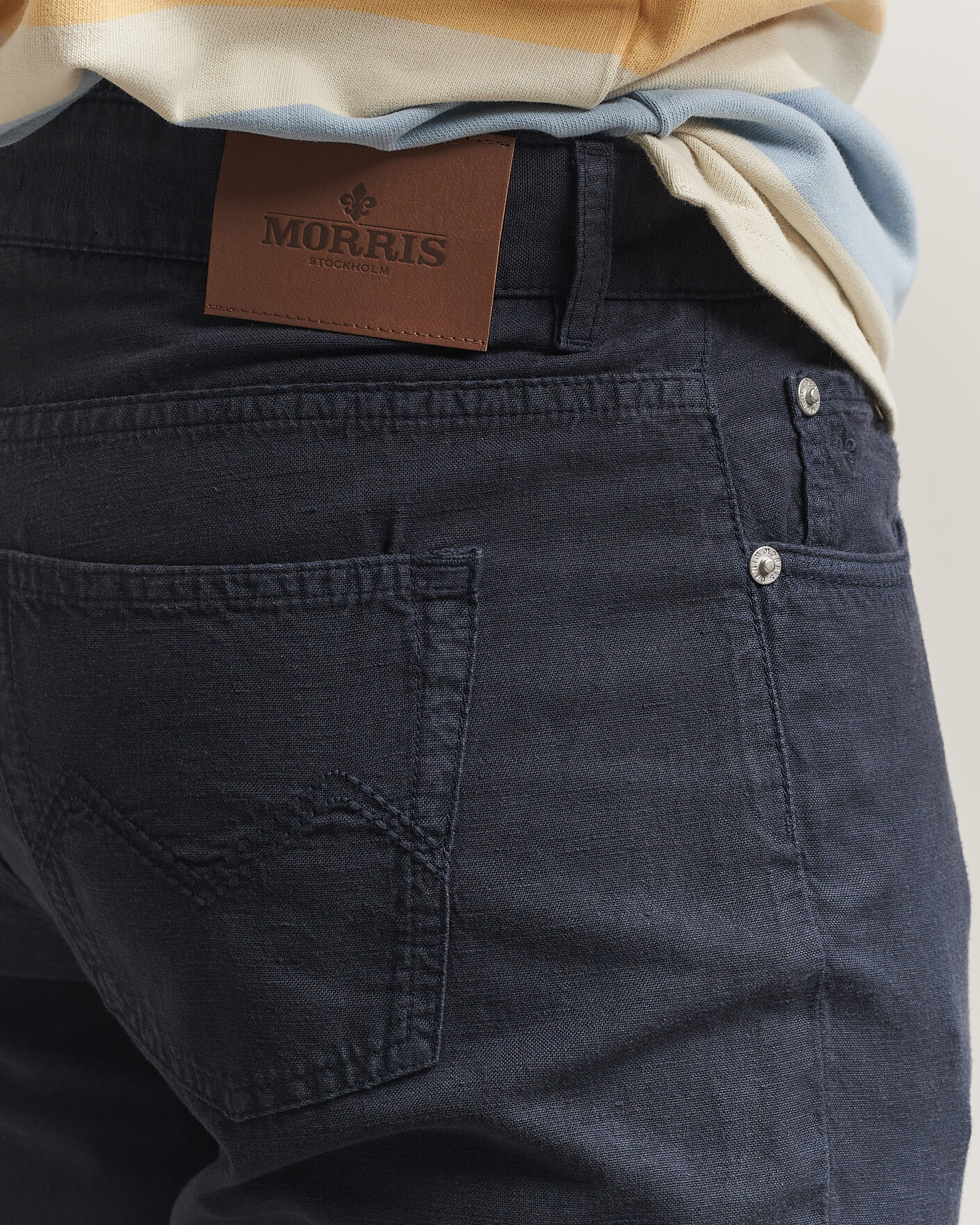 Homme | Pantalons | Morris | James Washed Linen 5-Pocket Pants Dark Blue