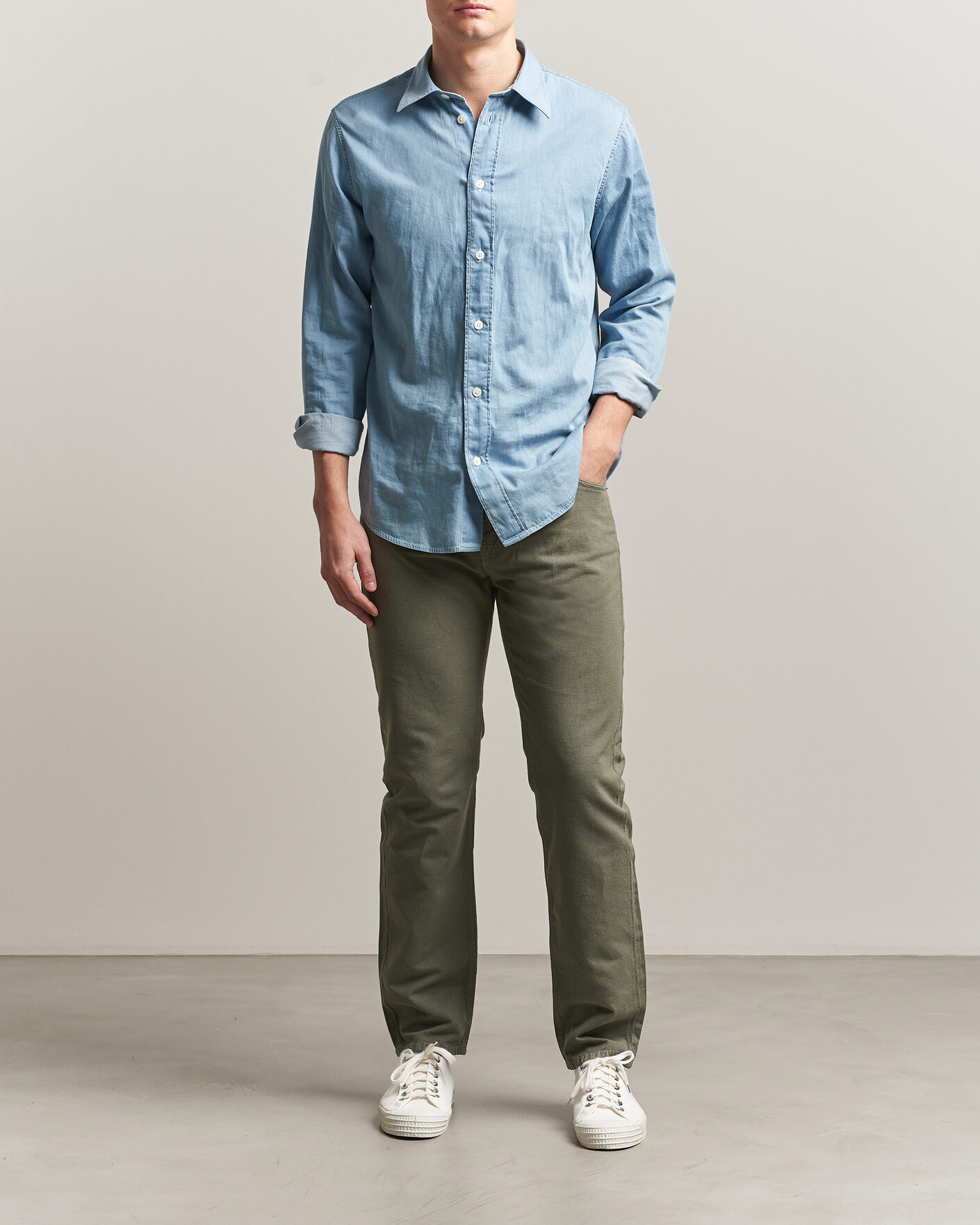Homme | Pantalons | Morris | James Washed Linen 5-Pocket Pants Olive