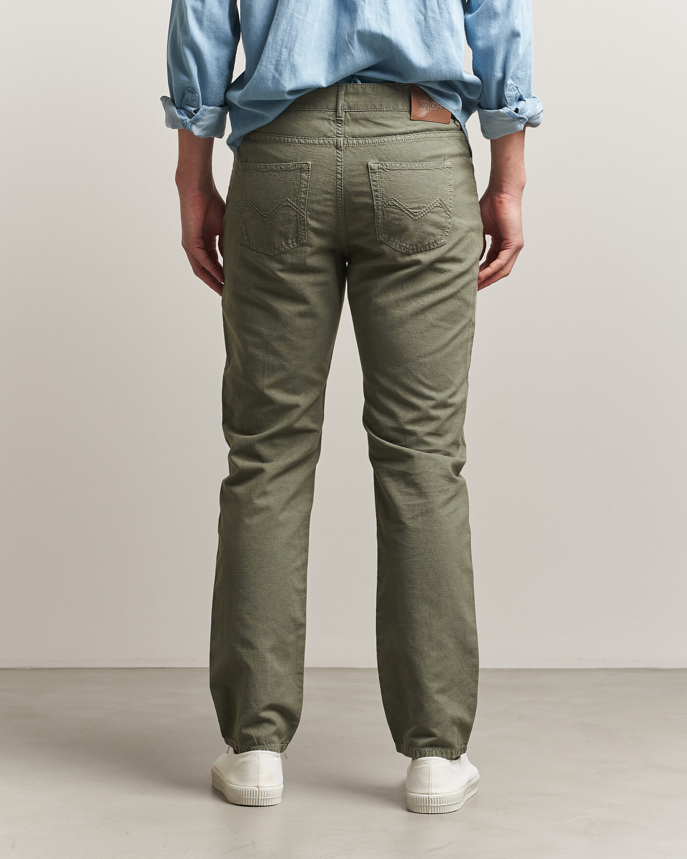 Homme | Pantalons | Morris | James Washed Linen 5-Pocket Pants Olive