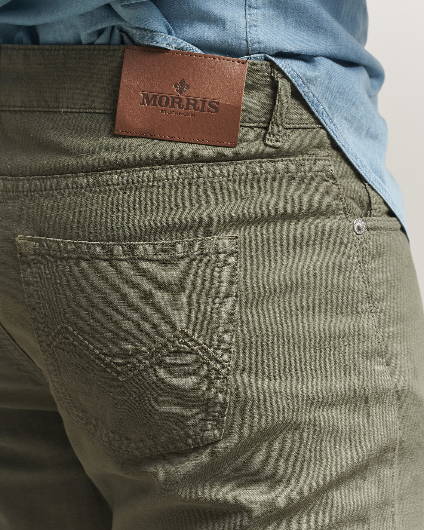 Homme | Pantalons | Morris | James Washed Linen 5-Pocket Pants Olive
