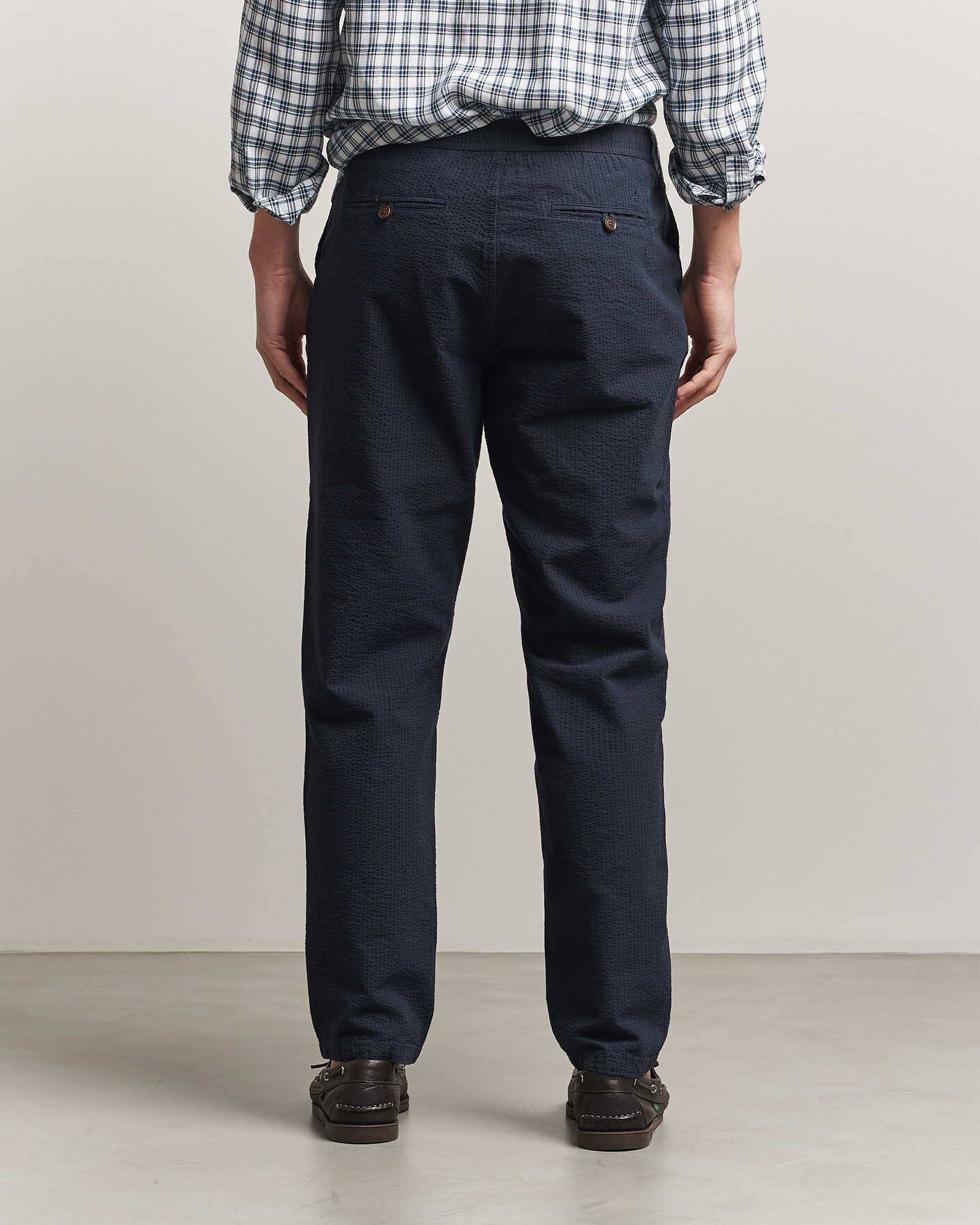 Homme | Pantalons | Morris | Fenix Seersucker Trousers Dark Blue