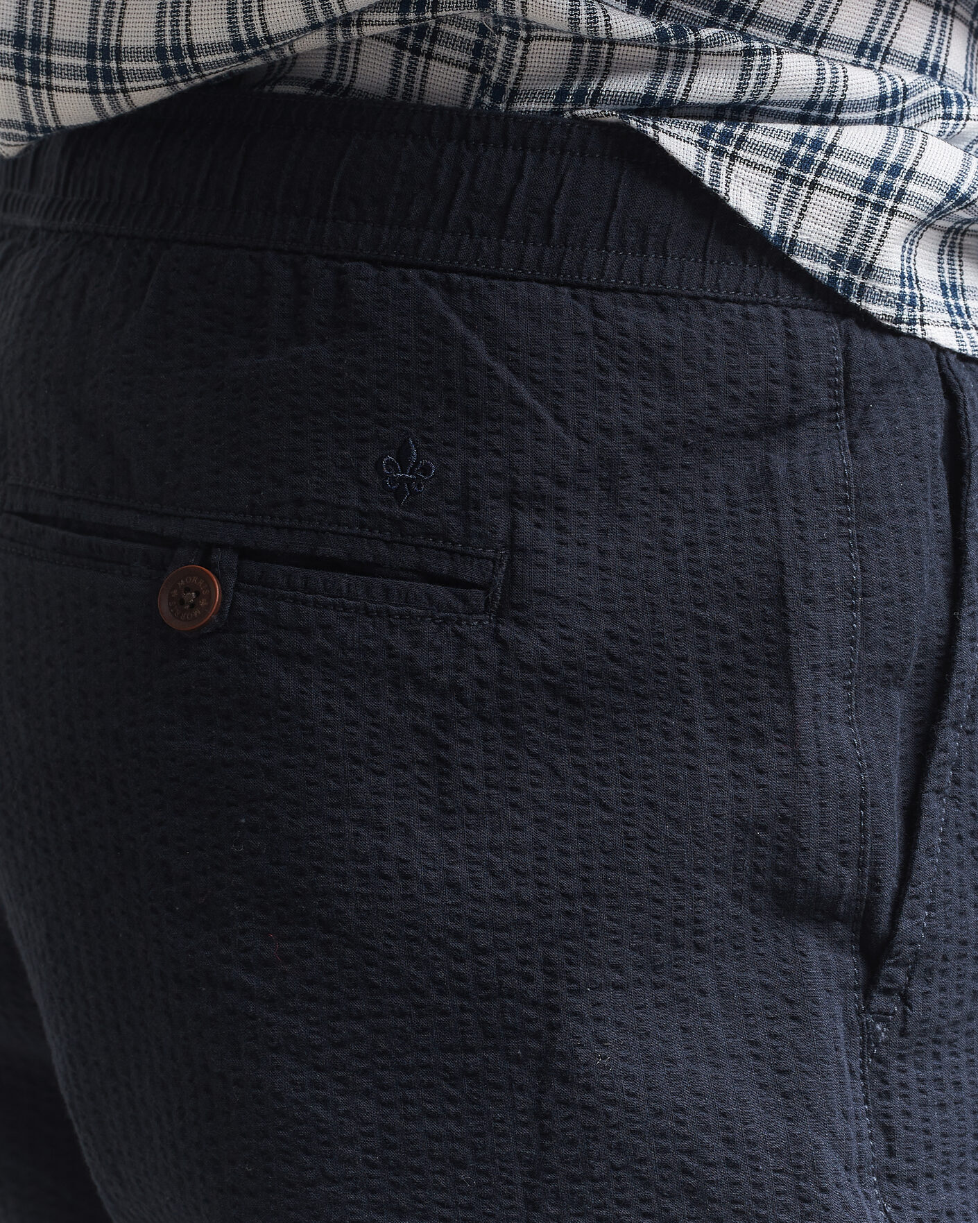 Homme | Pantalons | Morris | Fenix Seersucker Trousers Dark Blue